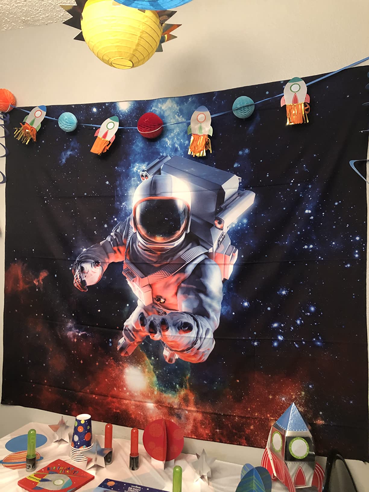 KYKU Galaxy Tapestry Wall Hanging Purple Outer Space Tapestry Cool Trippy Nebula Universe Tapestries for Bedroom Living Room Dorm Decor (W59.1 × H51.2, Purple) customer photo 1