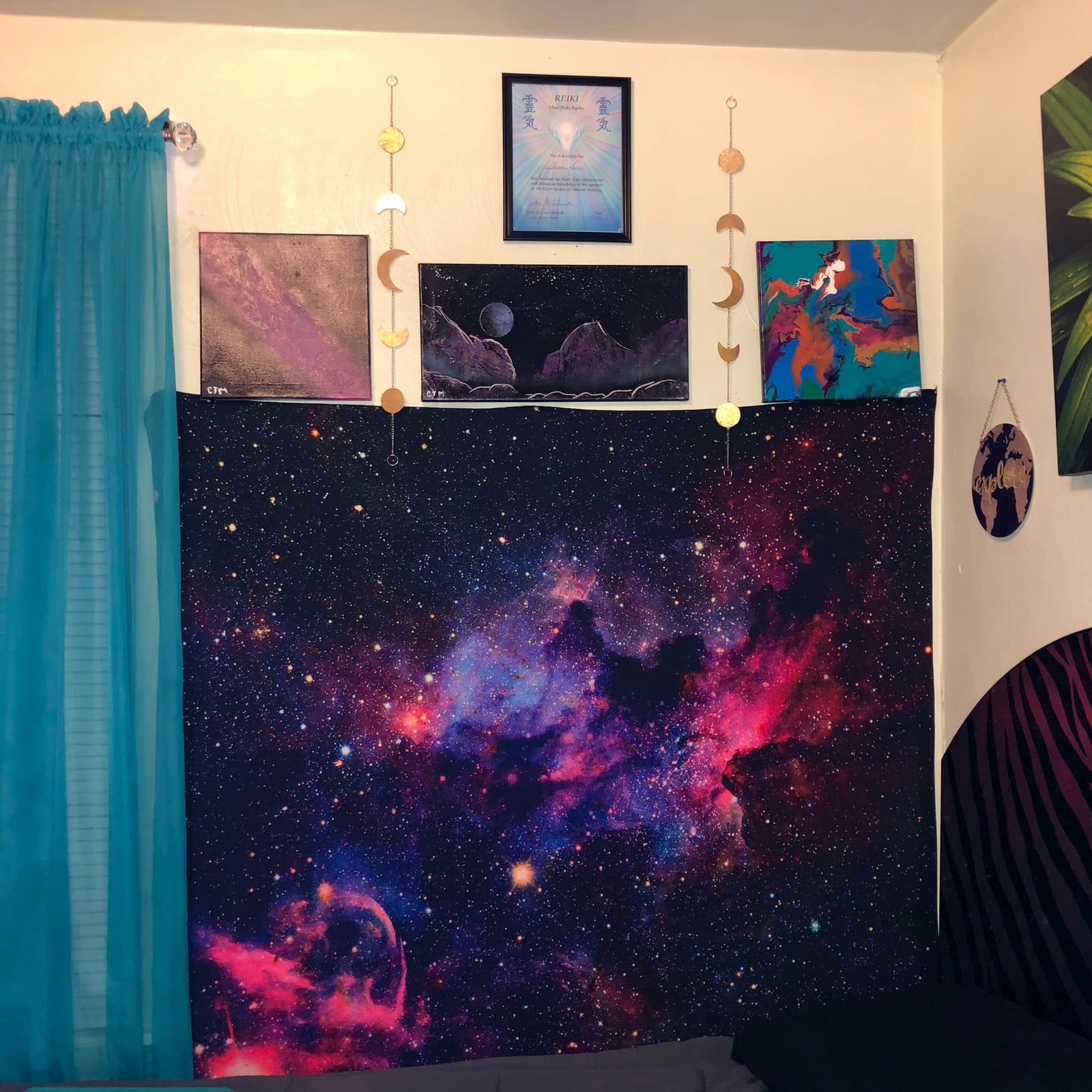 KYKU Galaxy Tapestry Wall Hanging Purple Outer Space Tapestry Cool Trippy Nebula Universe Tapestries for Bedroom Living Room Dorm Decor (W59.1 × H51.2, Purple) customer photo 2