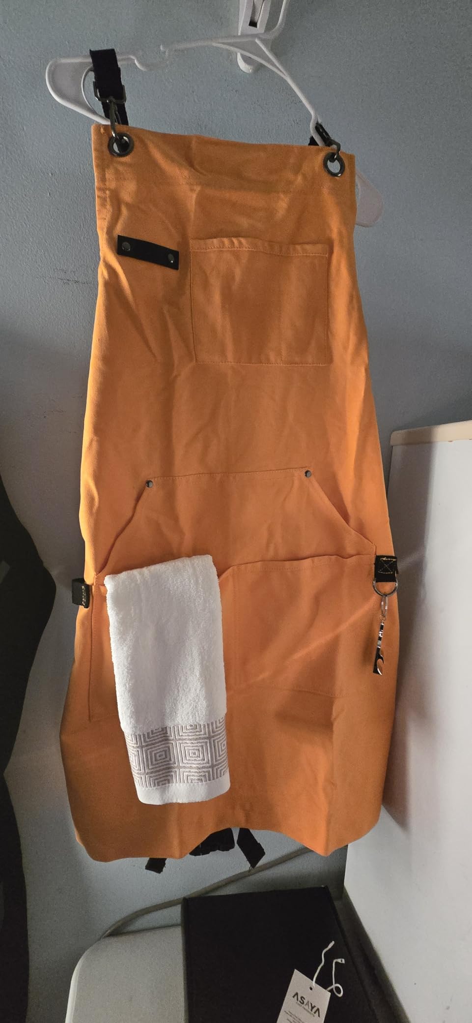 Asaya Chef and BBQ Apron with Bottle Opener and Hand Towel - 10oz Cotton Canvas, Stainless Steel Hardware - Cross Back Straps customer photo 1