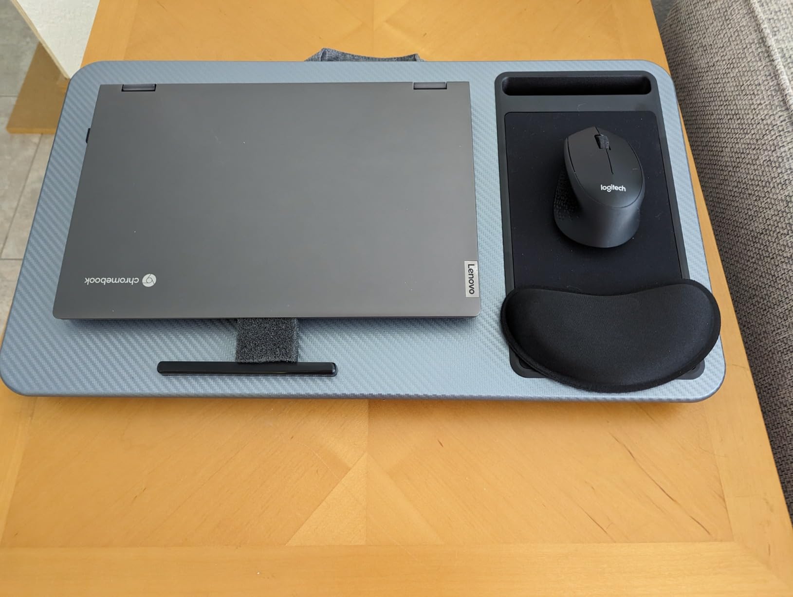 LAPGEAR Home Office Lap Desk - Pink, Fits 15.6 Laptops, Built-In Mouse Pad & Phone Slot, Integrated Device Ledge, Dual-Bolster Microbead Cushion, Carry Handle customer photo 2