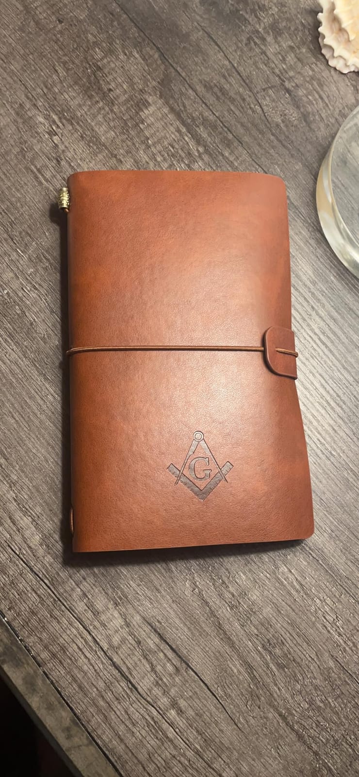 Square & Compass Masonic Leather Journal - [Brown] customer photo 1