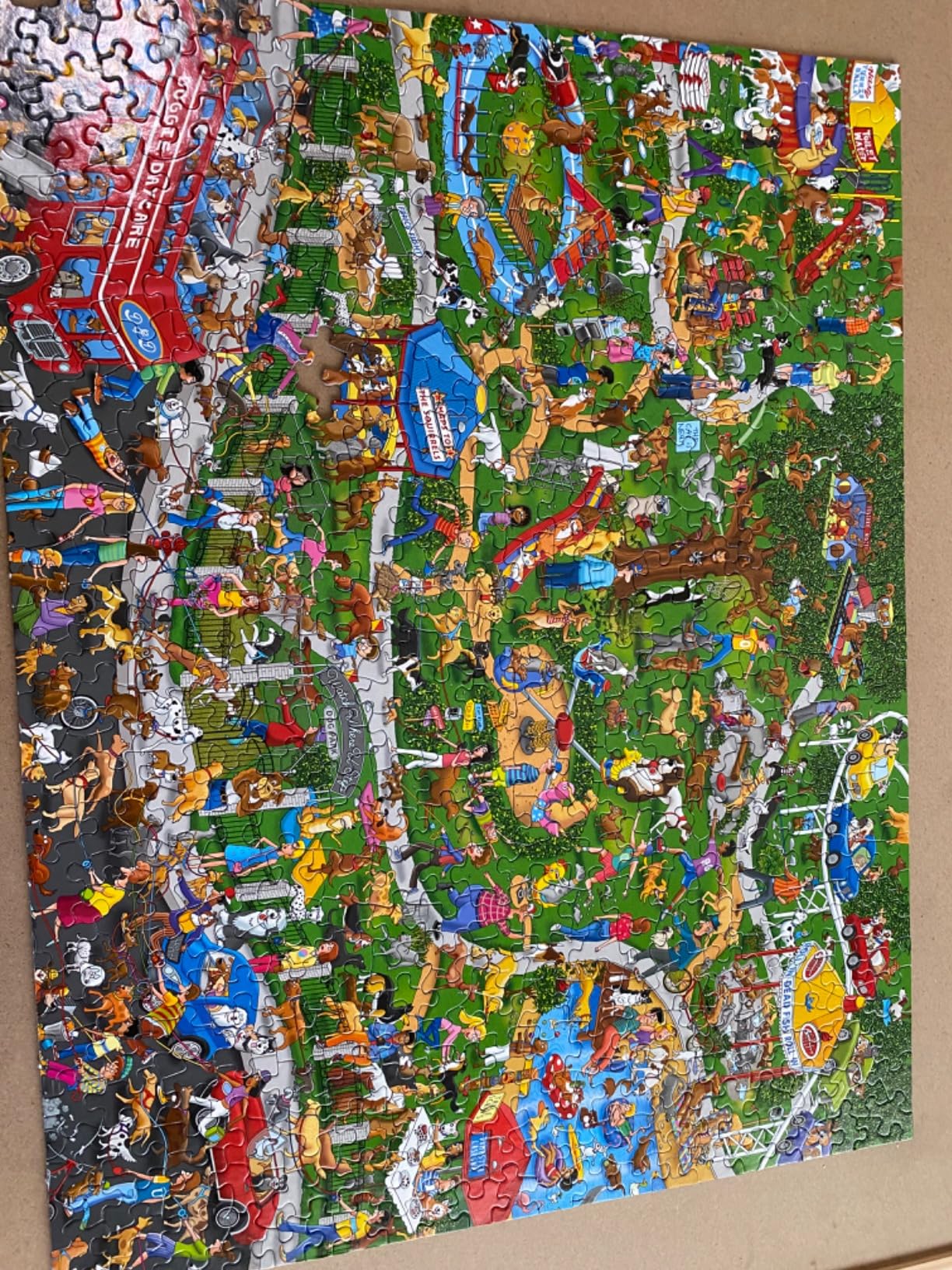 Springbok - The Dog Park - 500 Piece Jigsaw Puzzle- Cartoon Illustration of Dog Park by Steven Skelton customer photo 2