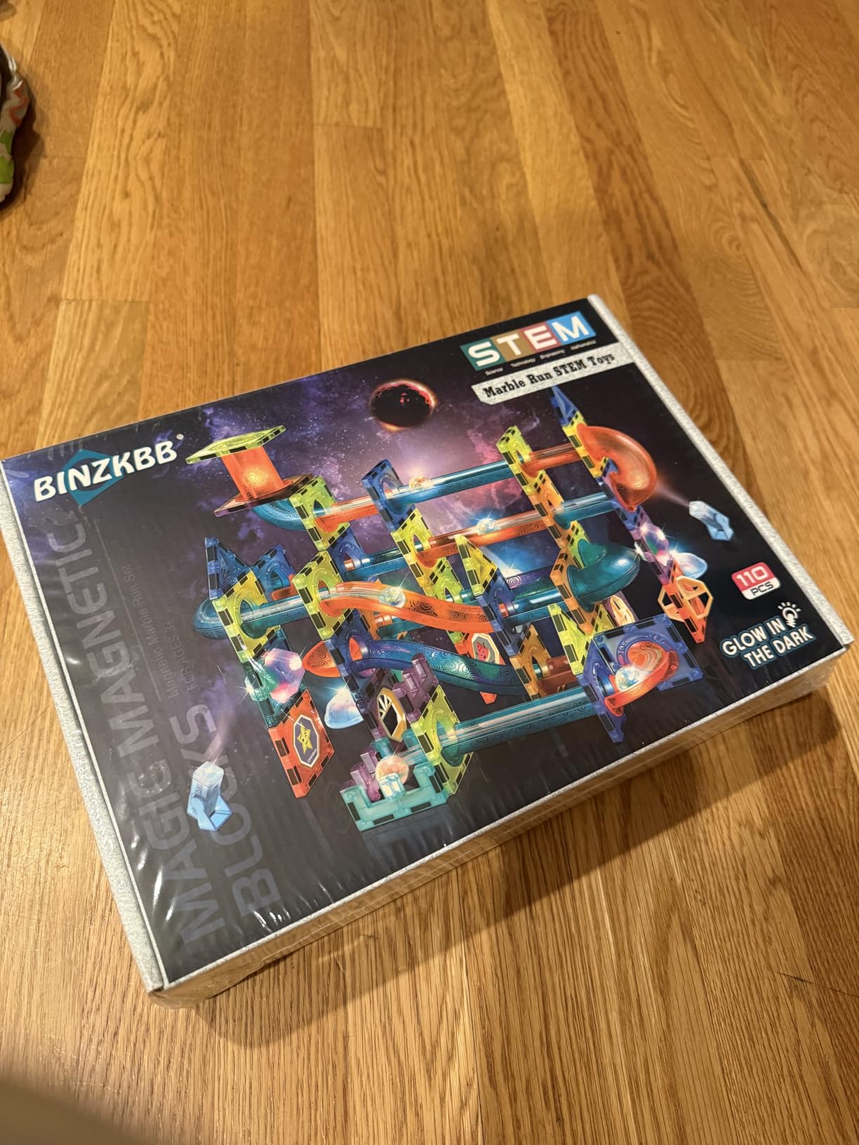 BINZKBB Light Magnetic Tiles Building Blocks for Kids,3D Clear Educational STEM Building Toys,Magnetic Marble Run Blocks Toys for Kids Ages 3 4 5 6 7 8 10+Year Old Boys Girls Creative Gift(110 PCS) customer photo 2