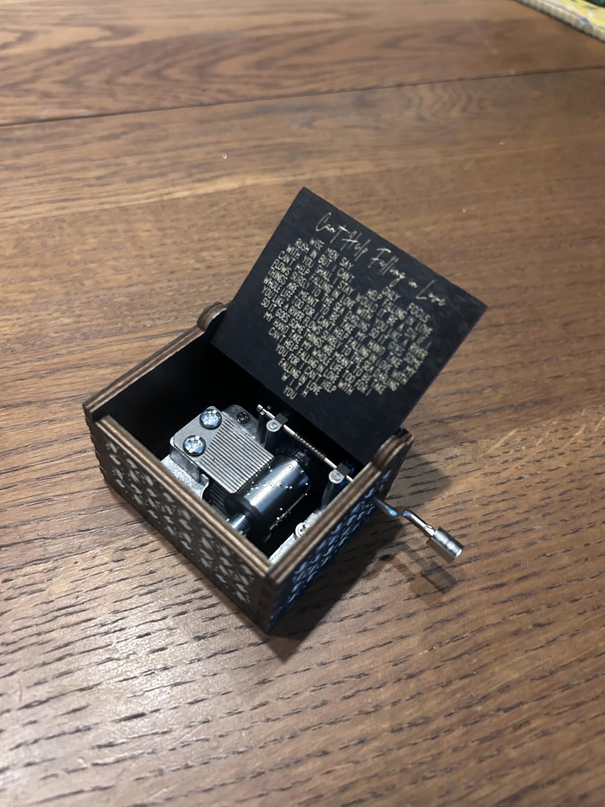 Can't Help Falling in Love Wood Music Box, Antique Engraved Music Boxes customer photo 2