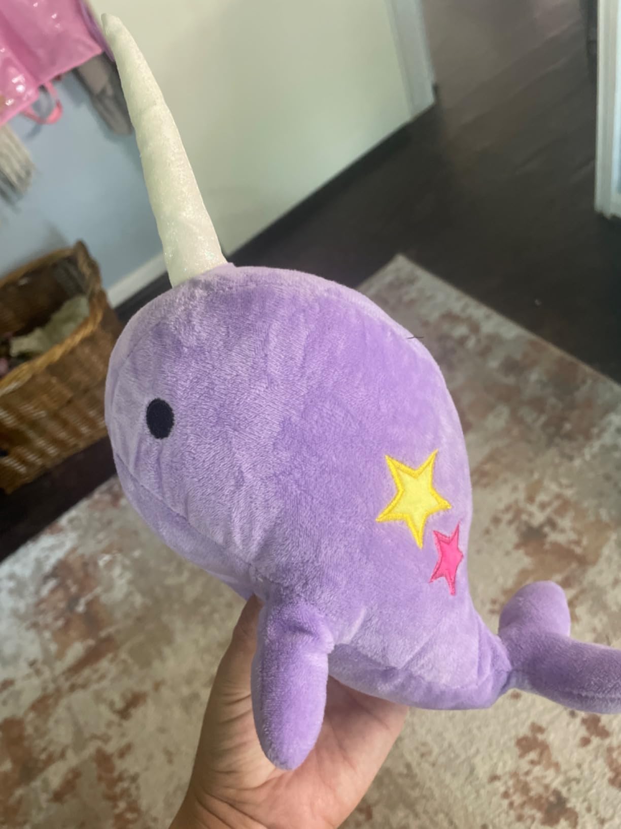 Cute Teal Narwhal Stuffed Animal Plush Toy Adorable Soft Whale Plushies Toys Stuffed Animals for Babies, Kids, Toddlers customer photo 2