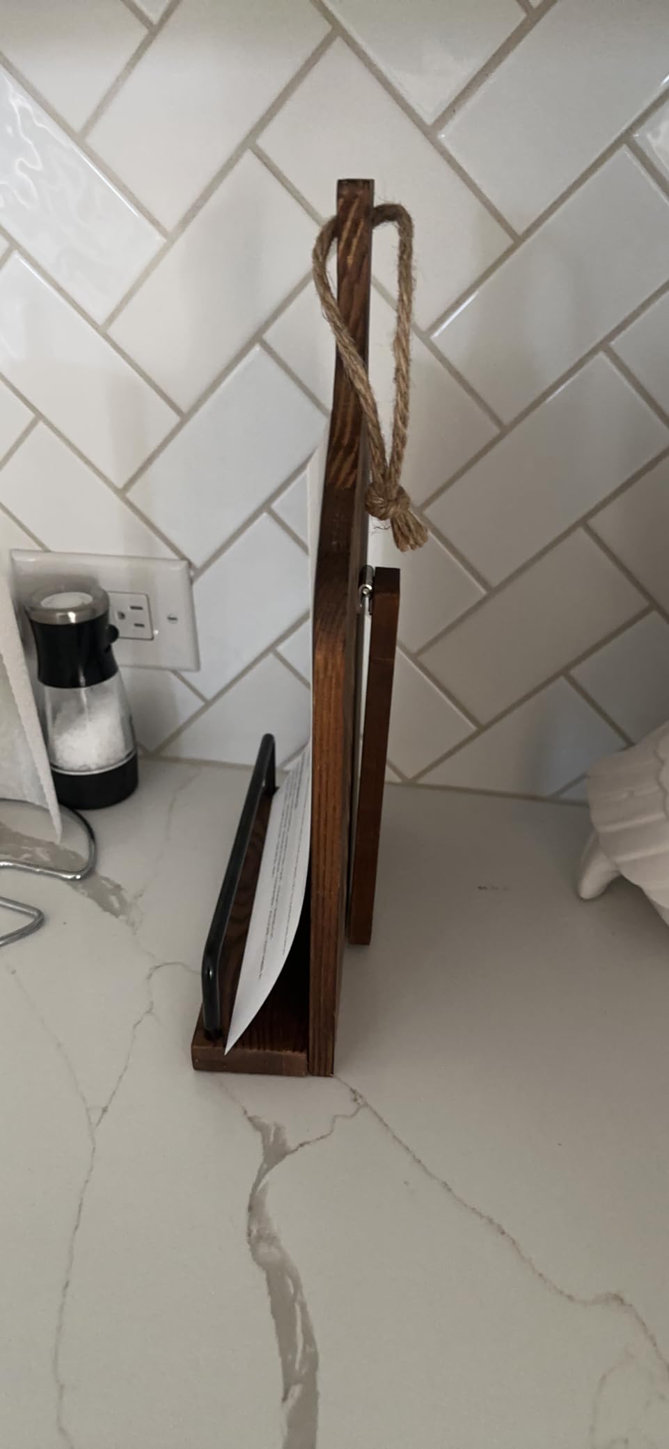 Cookbook Stand for Kitchen Counter Wood Adjustable Recipe Book Holder Stand iPad Rustic Holder Thanksgiving Day Christmas Gift for Mother, Grandma, Women customer photo 2