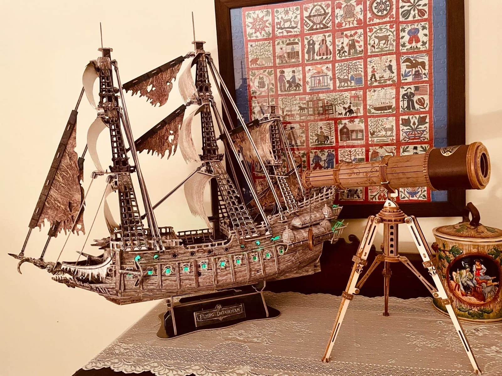 CubicFun Flying Dutchman 3D Pirate Ship Puzzle with Green LEDs, 360 Pieces | 360-Piece Flying Dutchman Pirate Ship with Green LED Display-Ready 3D PuzzleS for Adults, Home Decor Gifts Christmas customer photo 1
