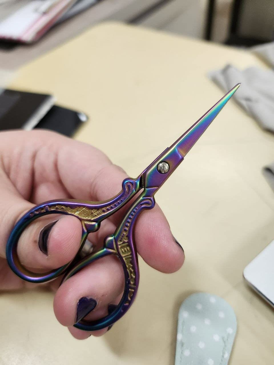 3.6 inch Sharp Embroidery Scissors for Sewing with Premium Leather Sheath | Classic-Hisuper Cross Stitch Scissors Vintage Decorative Shears Needlework Crochet Accessories Craft DIY Tool-Black Floral customer photo 1