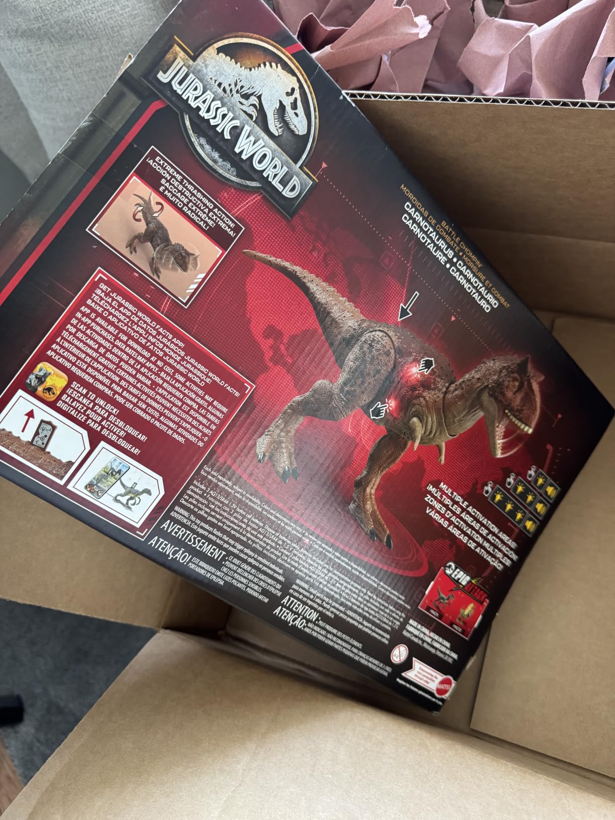Mattel Jurassic World Colossal Carnotaurus Toro Dinosaur Action Figure Camp Cretaceous with Stomach-Release Feature, 36-in Long, Realistic Sculpting, Kid Gift Age 4 Years & Up customer photo 1