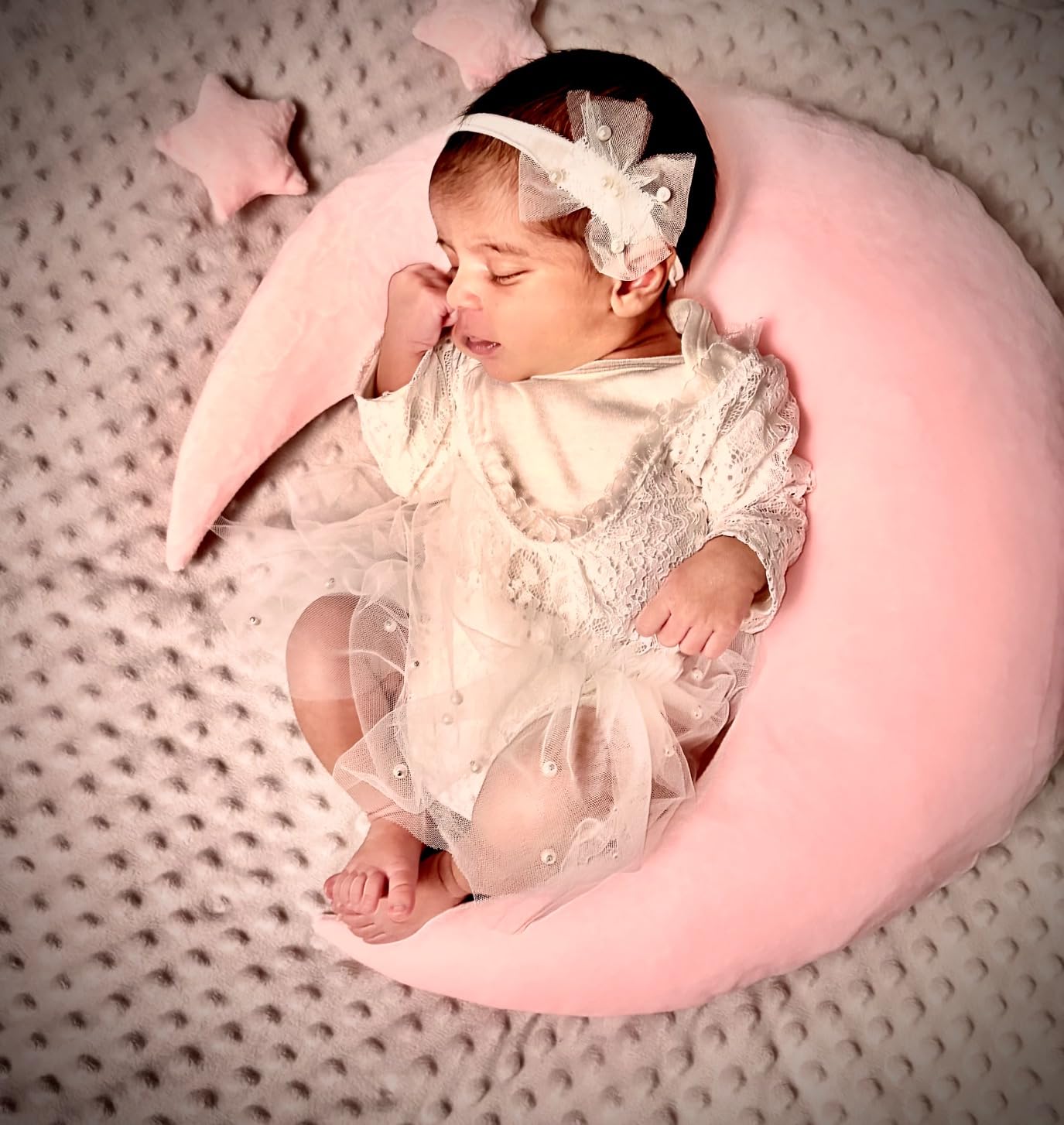 White Baby Moon Star Pillow Newborn Posing Pillow Infant Photography Prop customer photo 1