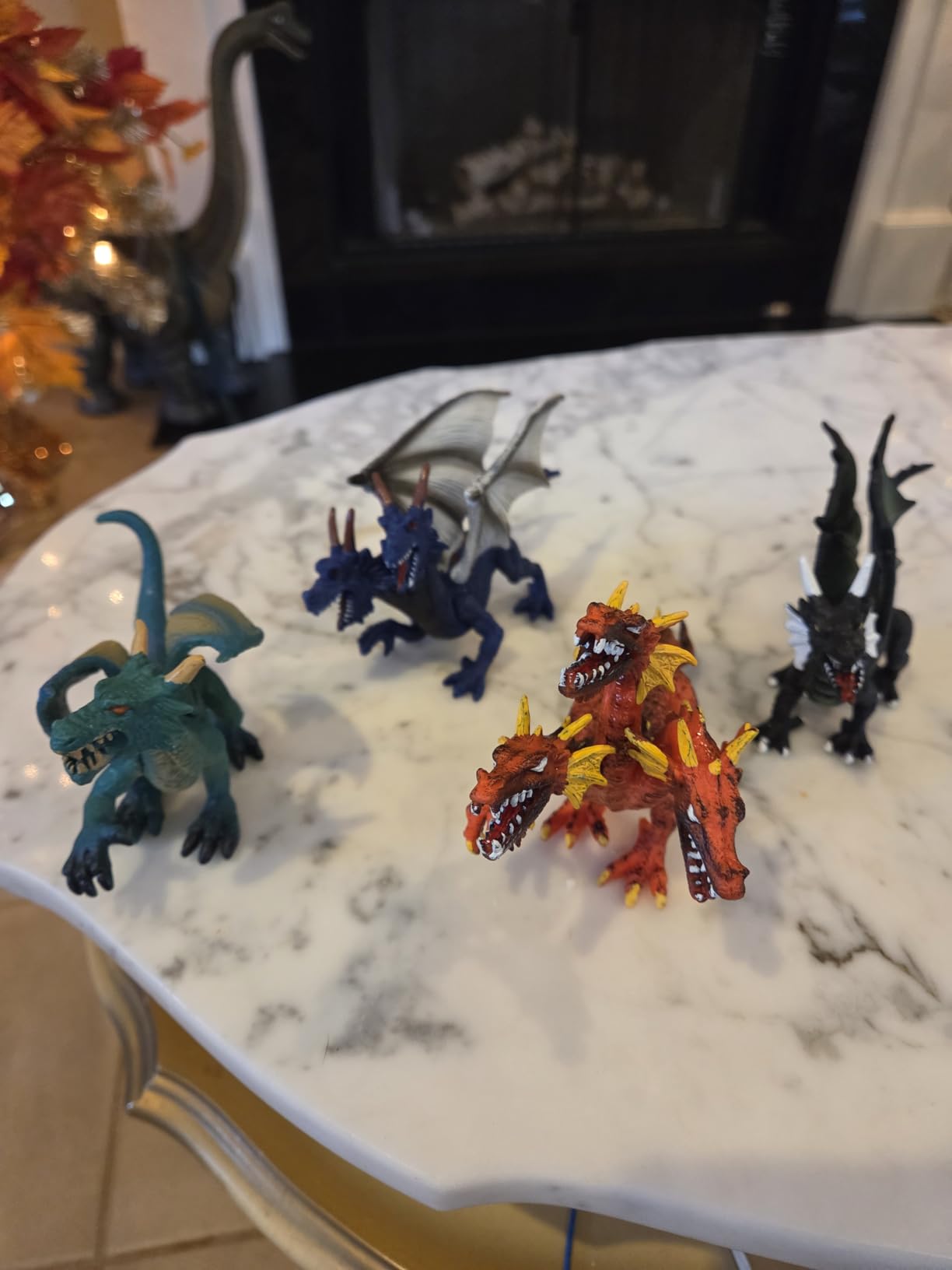 Hiawbon 6 Pcs Ancient Realistic Dragon Figurines Flying Dragon Figurines customer photo 2