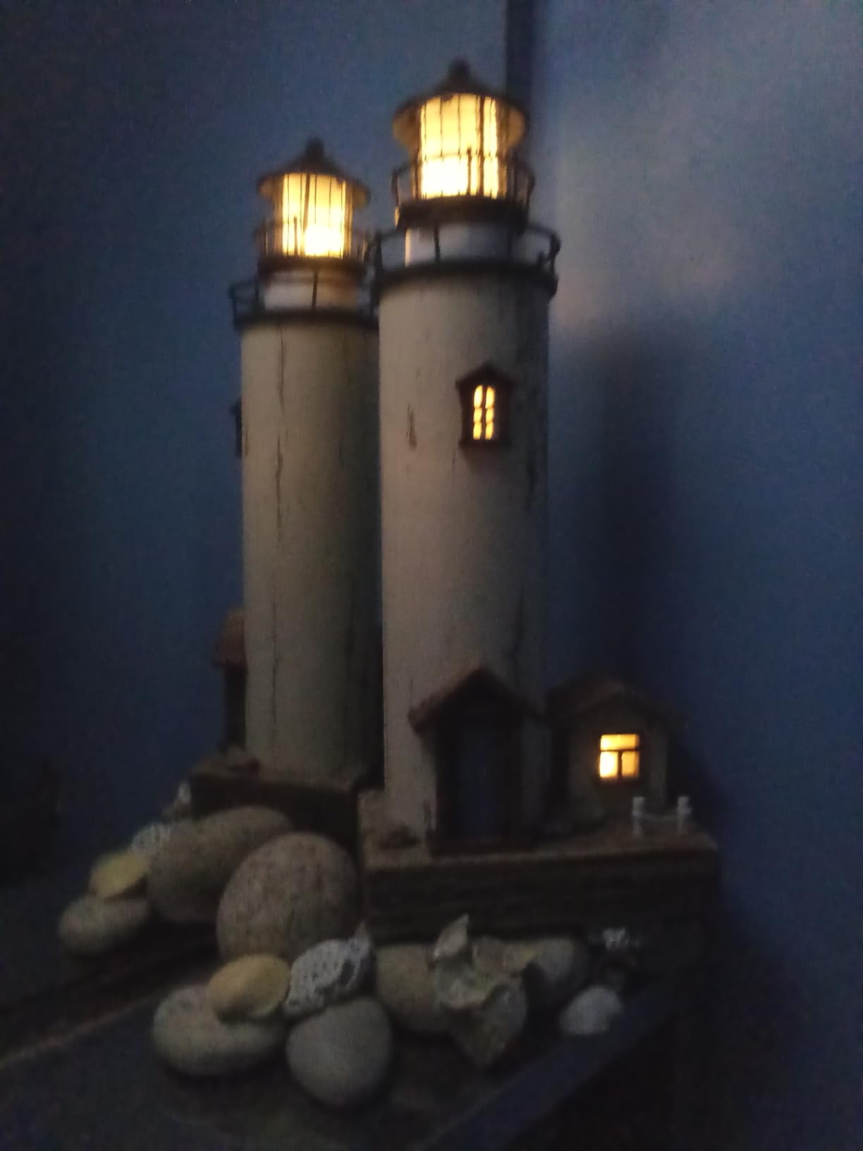 Wooden Lighthouse Decor with Light Decorative Nautical Lighthouse Ocean Sea customer photo 1