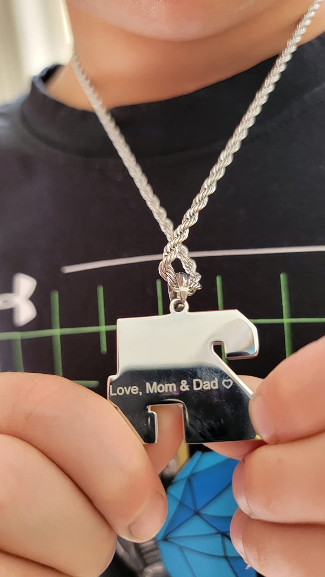 AILIN Custom Number Necklace For Athletes Stainless Steel Personalized Name Baseball Number Pendant Necklace For Men Basketball Football Chain Sport Jewelry customer photo 2