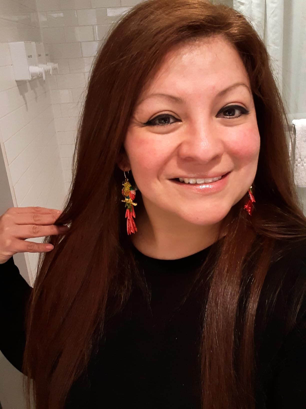 Colorful Parrot Dangle Earrings Shining Rainbow Rhinestone Drop Earrings Bohemian Animal Bird Earrings for Women Jewelry customer photo 2