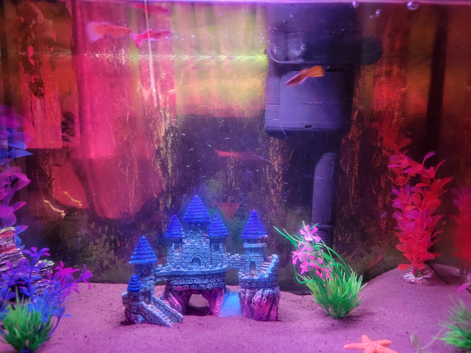 Mechpia 13 Pieces Aquarium Decorations Kit, Fish Tank Decorations Set Small Resin Castle and Rockery Betta Fish Cave Hideout Coral Artificial Plastic Plants Ornament Accessories customer photo 1