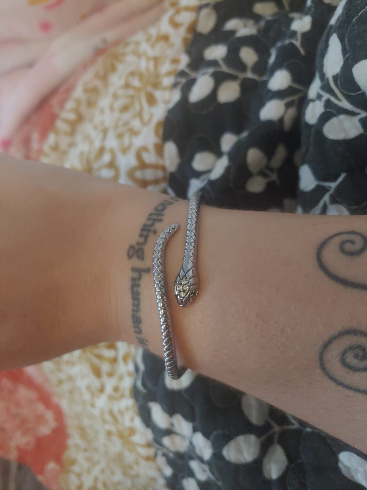 Snake Bracelet Sterling Silver Open Bangle Serpent Bracelet Vintage Silver Bracelet for Women customer photo 1