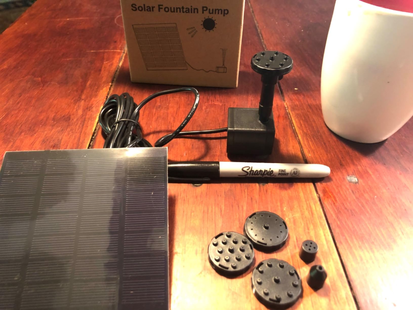 AISITIN DIY Solar Water Pump Kit for Water Feature Outdoor with 6 Nozzles customer photo 1