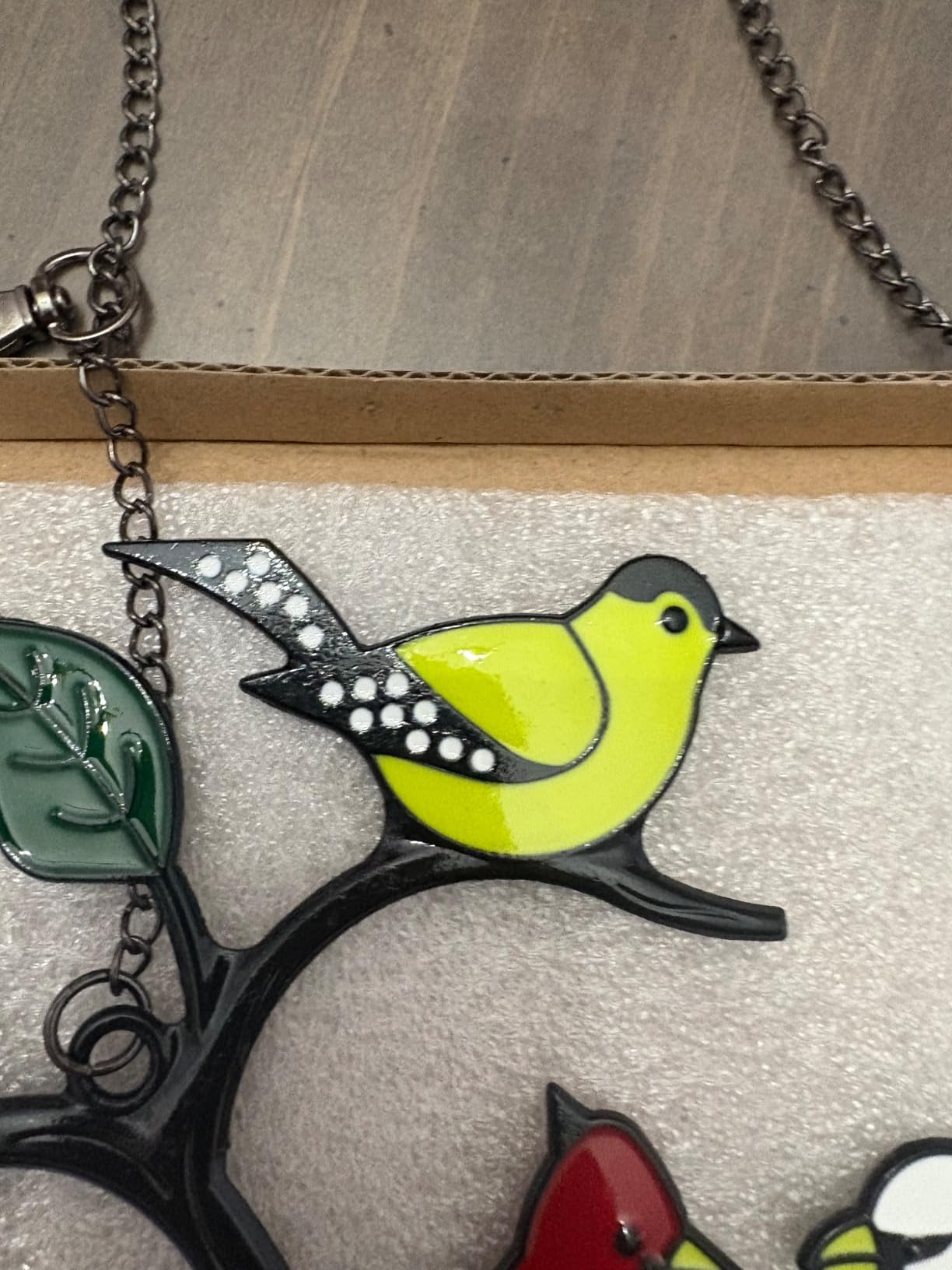Six Birds Cardinal Gifts Stained Metal Window Hangings, Multicolor Bird On A Wire Window Panel Decor Series Ornament Home Wall Garden Decoration Love Gifts customer photo 1