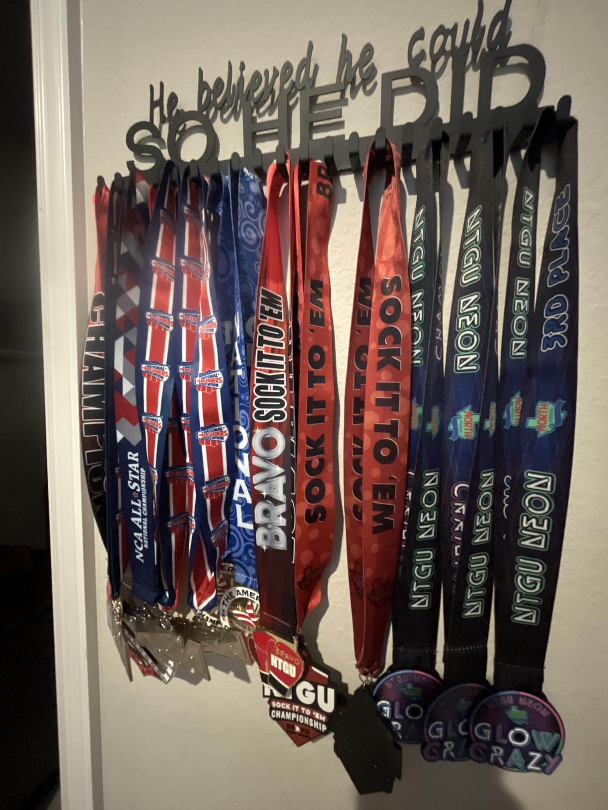 Medal Hanger Display - Wall Mount Steel Rack with 20 Hooks Holds 60+ Medals | Rust-Proof Easy Mount Black Wall Steel Ideal for Running, Gymnastics & Soccer customer photo 1