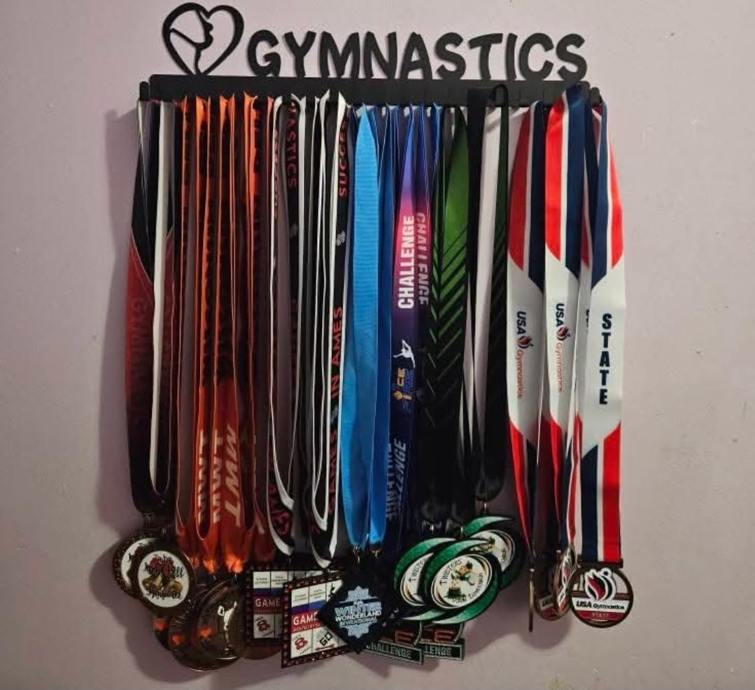 Medal Hanger Display - Wall Mount Steel Rack with 20 Hooks Holds 60+ Medals | Rust-Proof Easy Mount Black Wall Steel Ideal for Running, Gymnastics & Soccer customer photo 2