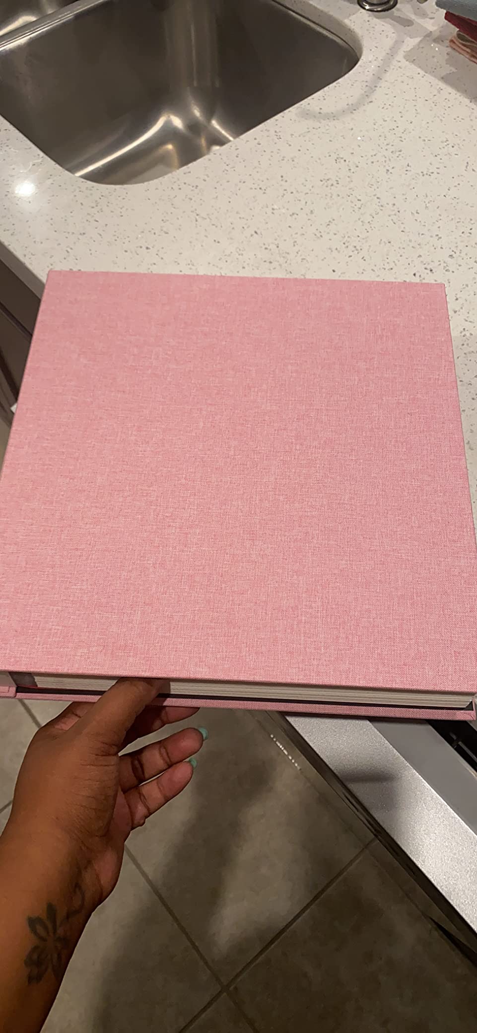 Large Photo Album Self Adhesive for 4x6 5x7 8x10 Pictures Magnetic Scrapbook Album 20 Sheets / 40 Pages Linen Cover DIY Photo Album with A Metallic Pen and and Plastic Board(Grey) customer photo 2