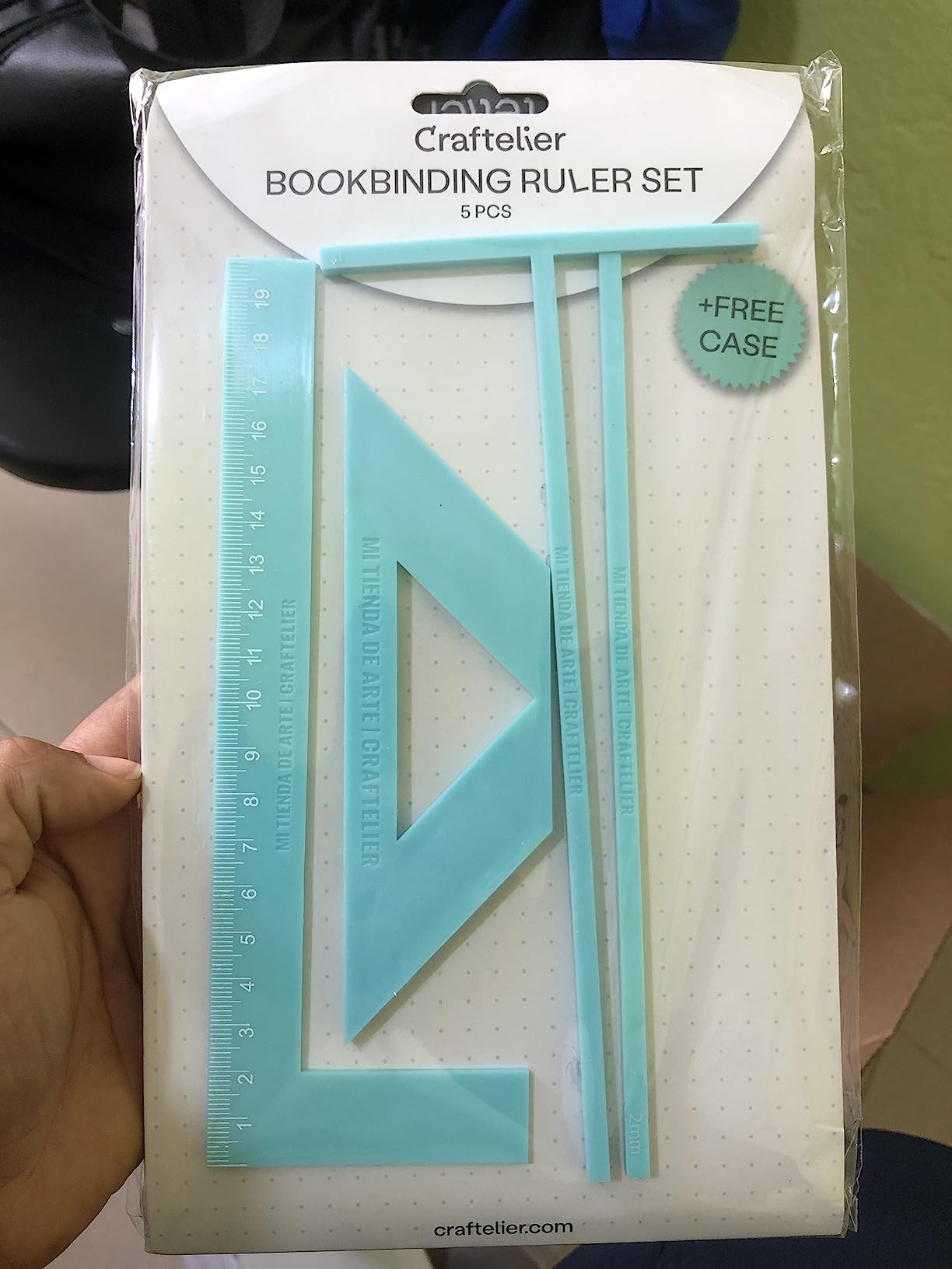 Craftelier - Complete Bookbinding Ruler Kit - Includes L Ruler + T Ruler + Spacing Guide + Corner Cutting Square + Case + Instruction Manual - Turquoise Color customer photo 1