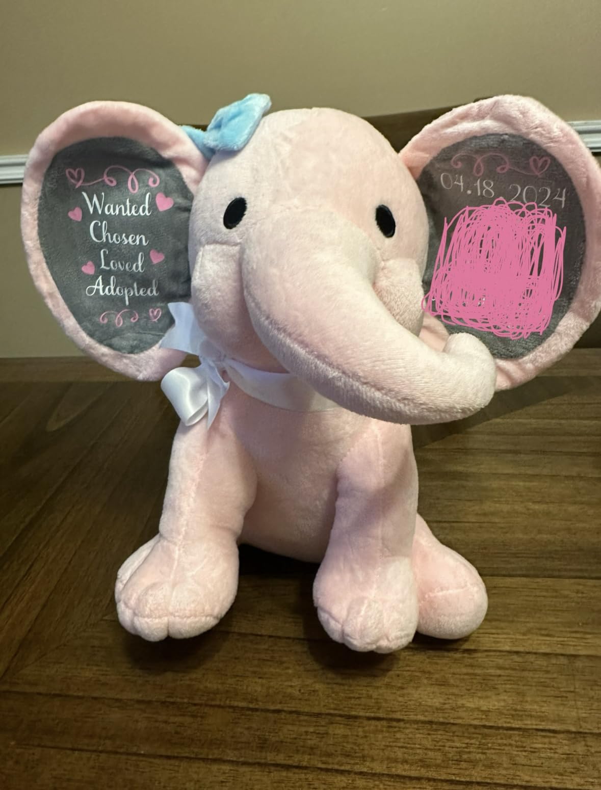 Adoption Celebration Gift - Personalized Plush Elephant Adoption Keepsake customer photo 2