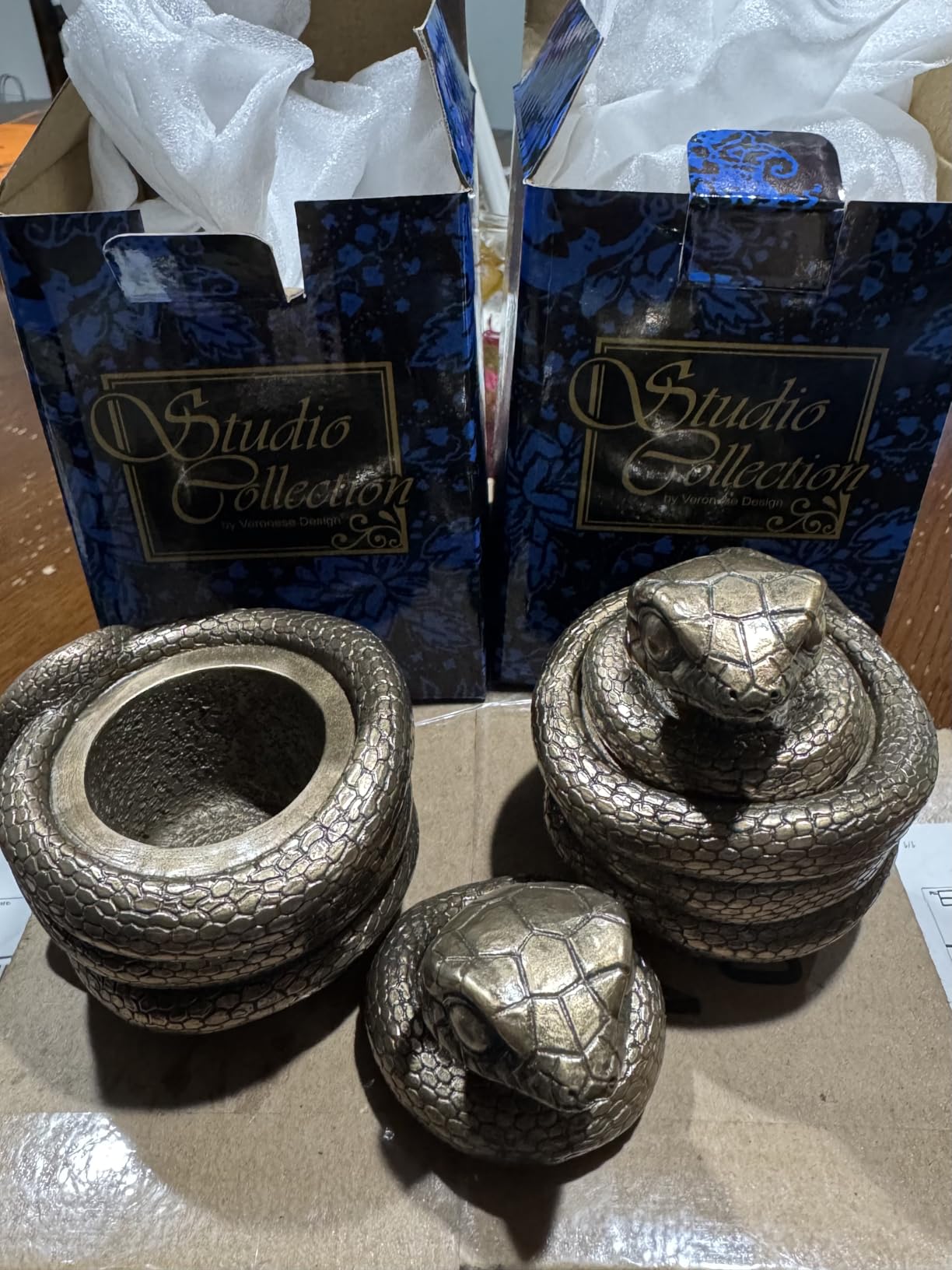 Veronese Design 3 Inch Coiling Snake Secret Trinket Stash Box Cold Cast Resin Bronze Finish Cute Animal Sculpture customer photo 2