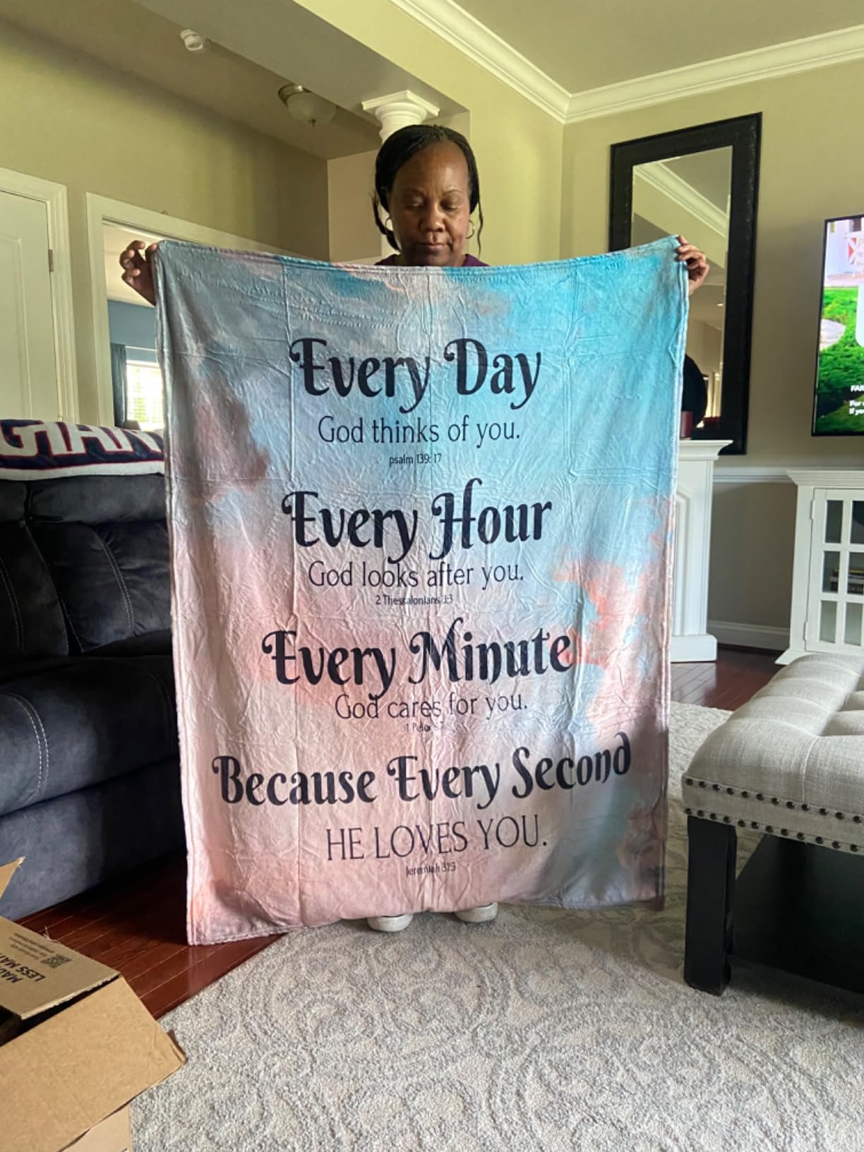 QETXVI Bible Verse Blanket with Inspirational Thoughts and Prayers - Religious Throw Blanket Soft Lightweight Cozy Plush Warm Blankets for Women Men Gift 40