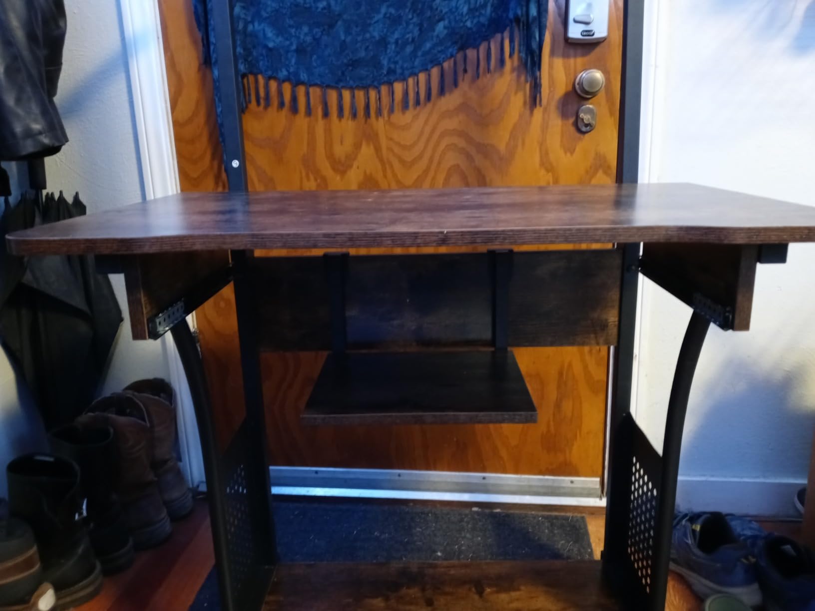 Yaheetech Small Rolling Computer Desk with Hutch and Shelves, Rustic Brown customer photo 2