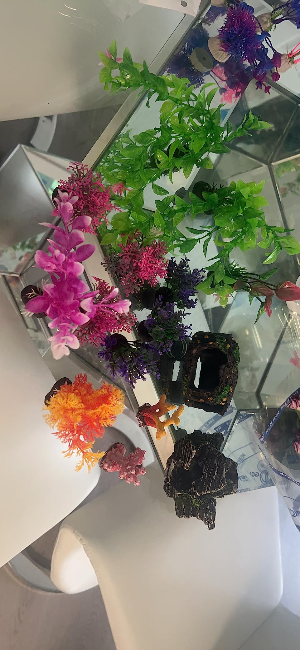 Fish Tank Decorations Plants with Resin Broken Barrel and Cave Rock View, 15pcs Aquarium Decorations Plants Plastic,Fish Tank Accessories, Fish Cave and Hideout Ornaments, Aquarium Decor customer photo 2