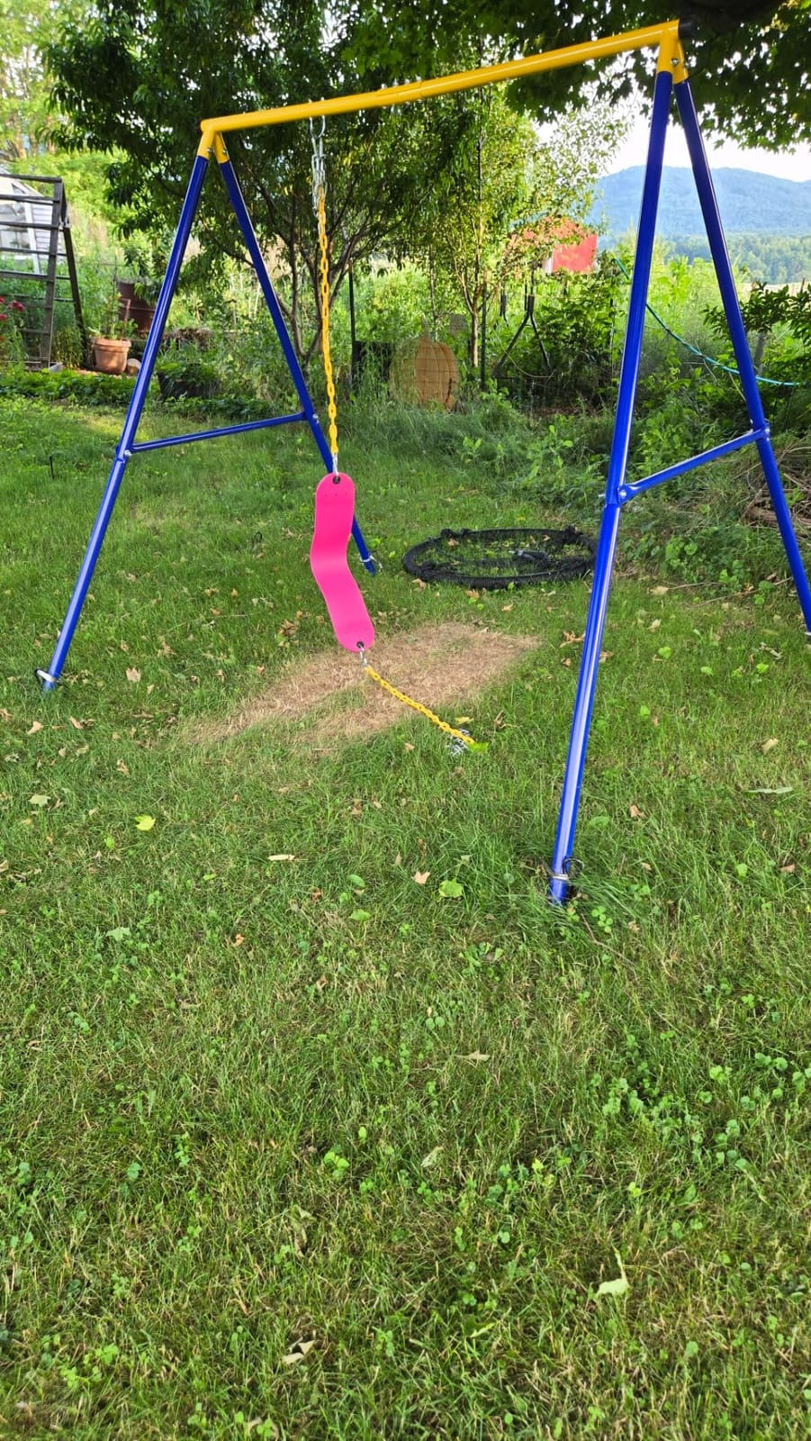 Costzon 550lbs Metal Swing Sets for Backyard, Heavy Duty Full Steel Swing Frame A-Frame Swing Stand All Weather w/Ground Stakes, Adjustable Ropes, Great Gift for Indoor Outdoor Kids customer photo 2