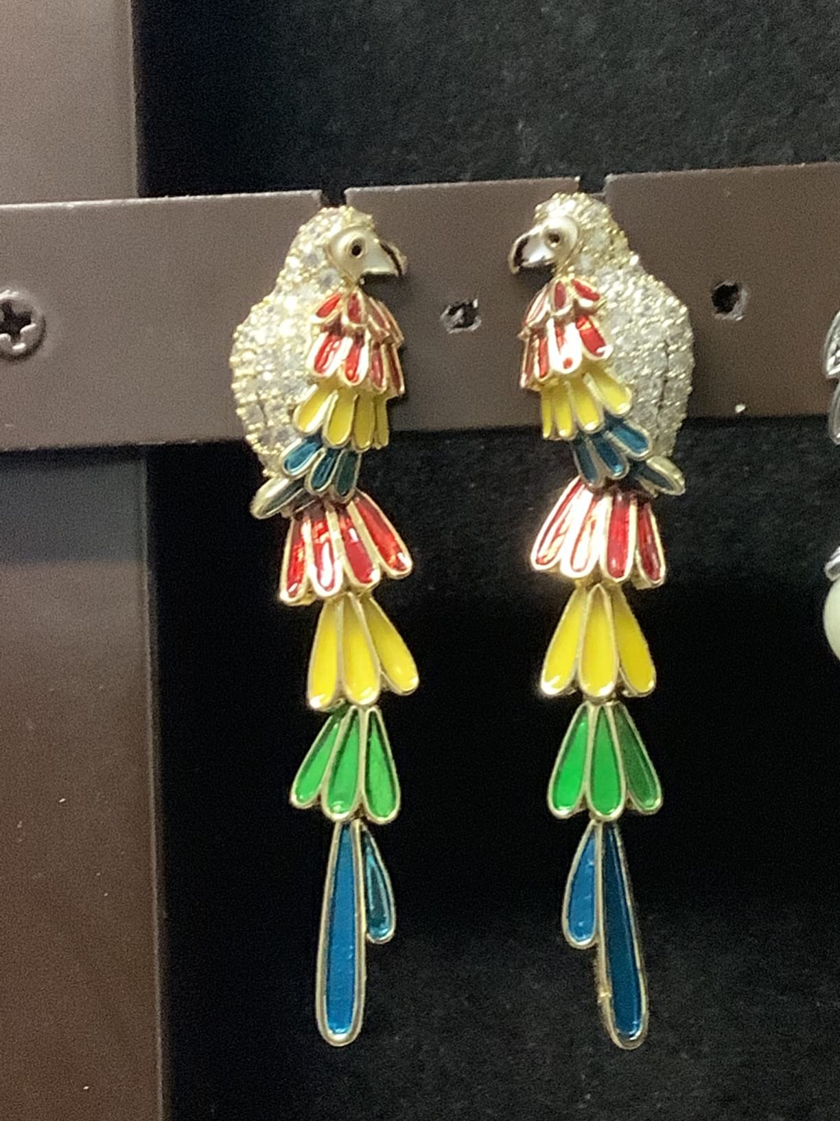 Colorful Parrot Stud Earrings for Women Crystal Cubic Zirconia Cute Bird Dangle Drop Earring Silver Plated Pin Studs Fashion Jewelry Christmas Gifts customer photo 2