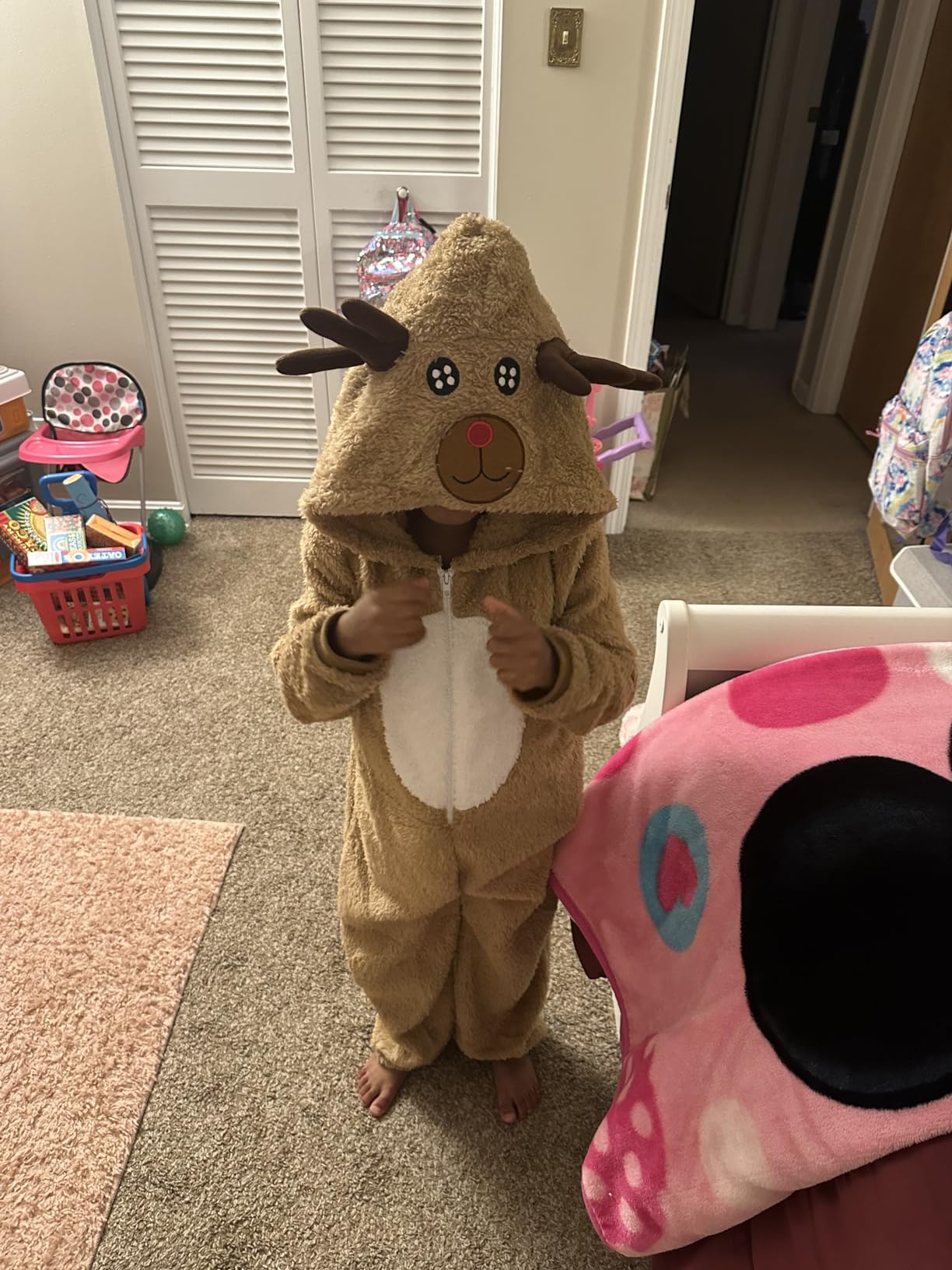 Soyoekbt Kids Reindeer Costume for Christmas Boy Girl Animal Onesies Pajamas for Xmas customer photo 2