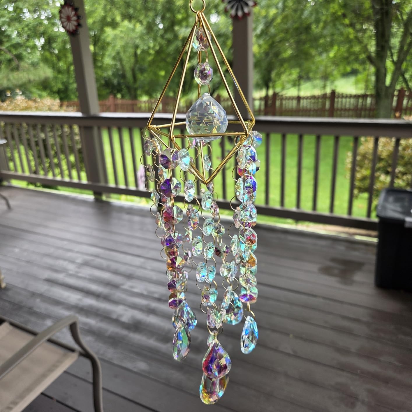 Crystal Suncatchers for Window Hanging Rainbow Maker Sun Catchers Indoor | Glass Wind Chime Garden Sun Catchers with Crystals Prisms,Whimsical Decor For Home,Handmade Gold Plated,With String & Hook customer photo 1