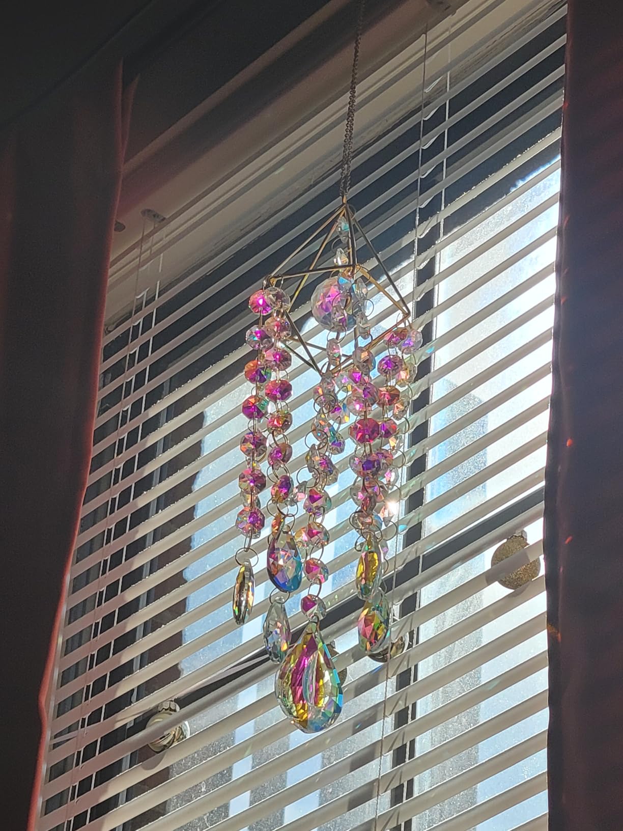 Crystal Suncatchers for Window Hanging Rainbow Maker Sun Catchers Indoor | Glass Wind Chime Garden Sun Catchers with Crystals Prisms,Whimsical Decor For Home,Handmade Gold Plated,With String & Hook customer photo 2