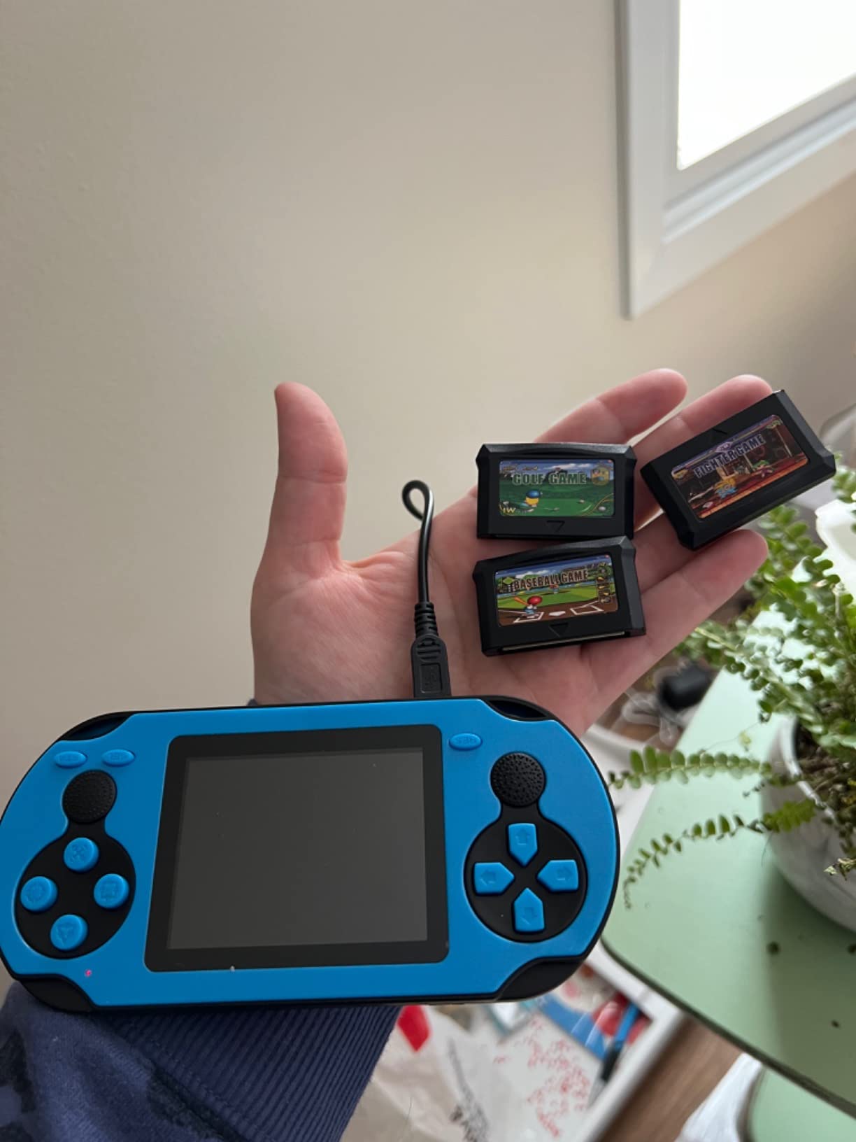 TaddToy 16 Bit Handheld Game for Kids Adults, 3.0'' Large Screen Preloaded 230 HD Classic Retro Video Games with USB Rechargeable Battery & 3 Game Cartridges for Birthday Gift for Kids 4-12 (Blue) customer photo 2
