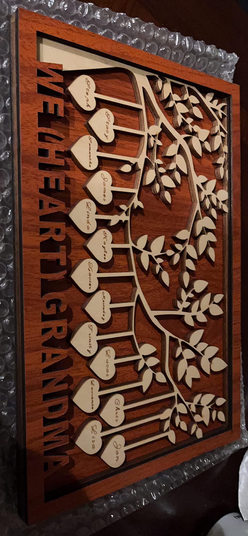 Personalized Custom Name Family Tree Wooden Decor Desktop Sign Wooden Decoration Sign Gift for Mom Christmas Mothers' Day With Names on Heart Shape customer photo 2