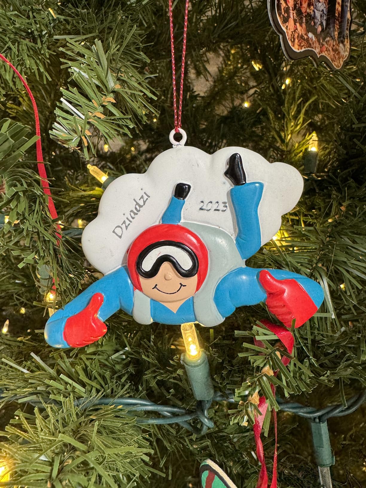 Personalized Skydiver Christmas Ornament, Male Skydiver Ornament customer photo 1