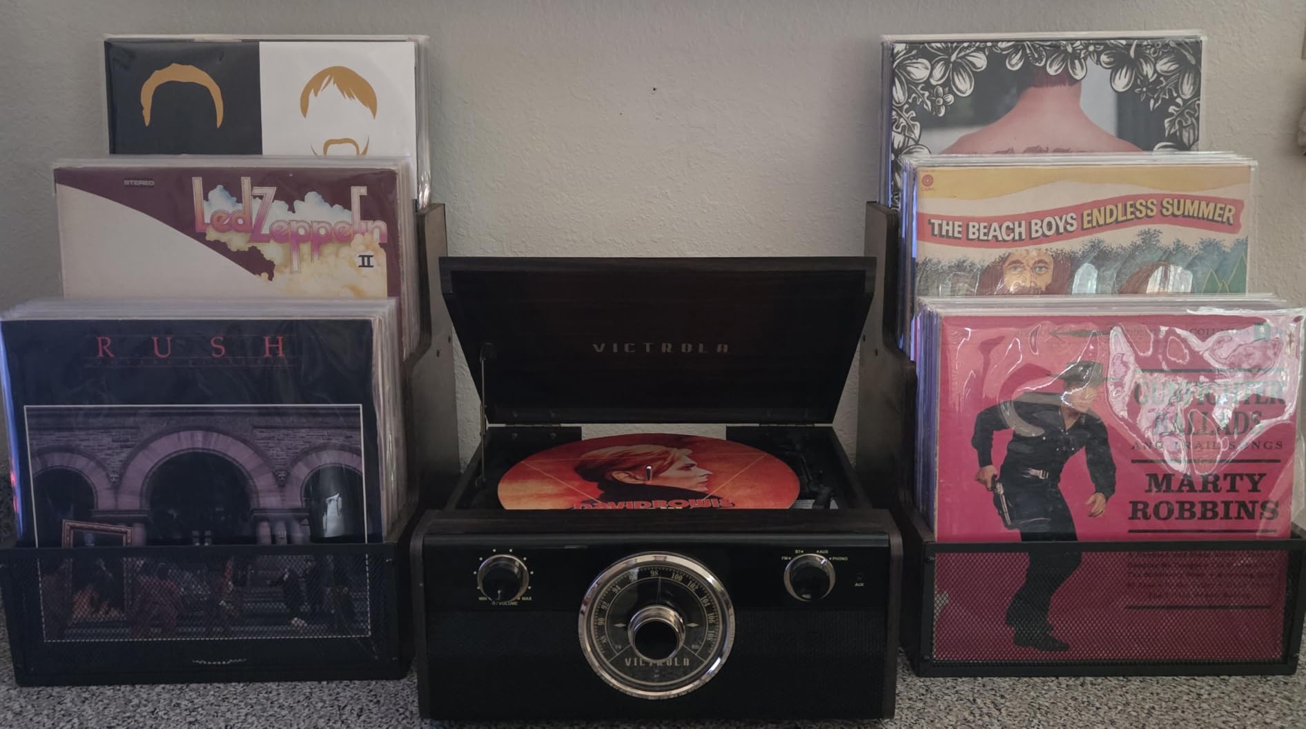 Wooden Vinyl Record Storage for 60+ Records, with Handles, Retro & Durable customer photo 1