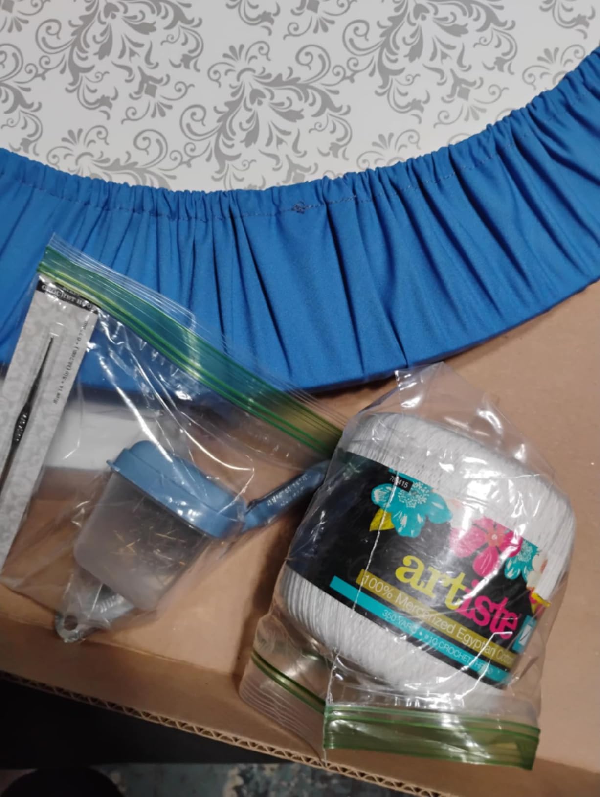 Bobbin Lace Making Kit with Pillow. 23 Inch x 2 Inch Round Lacemaking Board, 24 Danish Lacemaking Bobbins, Bobbin Lace Patterns, Pins, Linen Thread, Crochet Hook, Vinyl Lace Protector, Pin Pusher customer photo 1