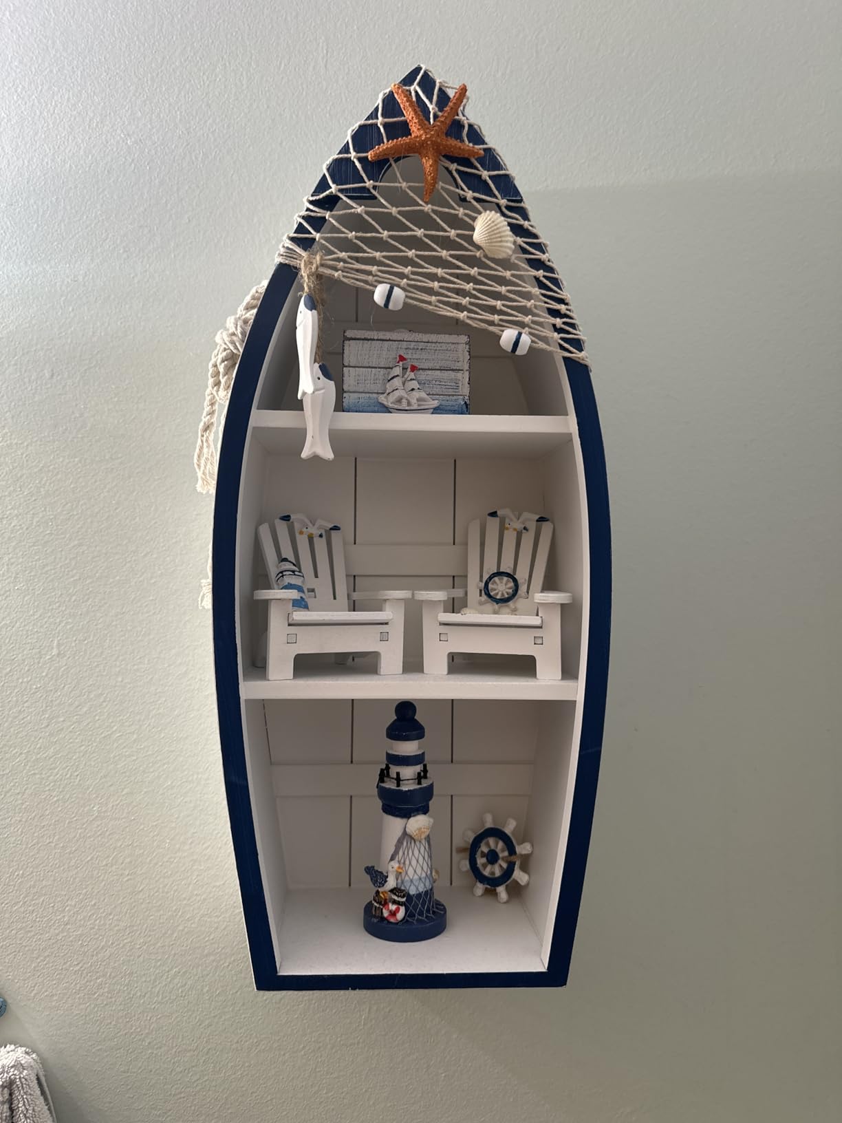 Queekay 7 Pcs Lighthouse Decor Beach Decorations Set Mini Sailboat, Classic customer photo 1
