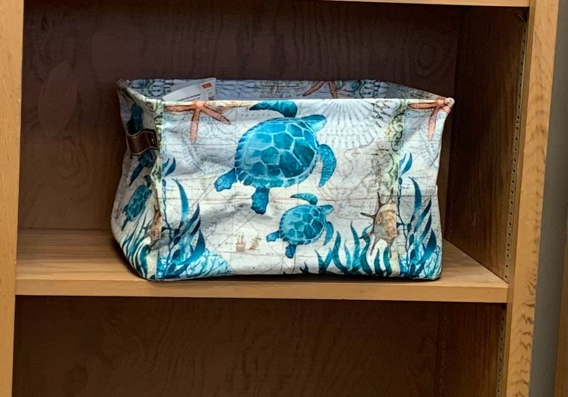 Bolaz Large Storage Basket Vintage Ocean Sea Turtle Starfish Map Foldable Storage Box Organizer Bins with Handles for Bedroom Home Office customer photo 1