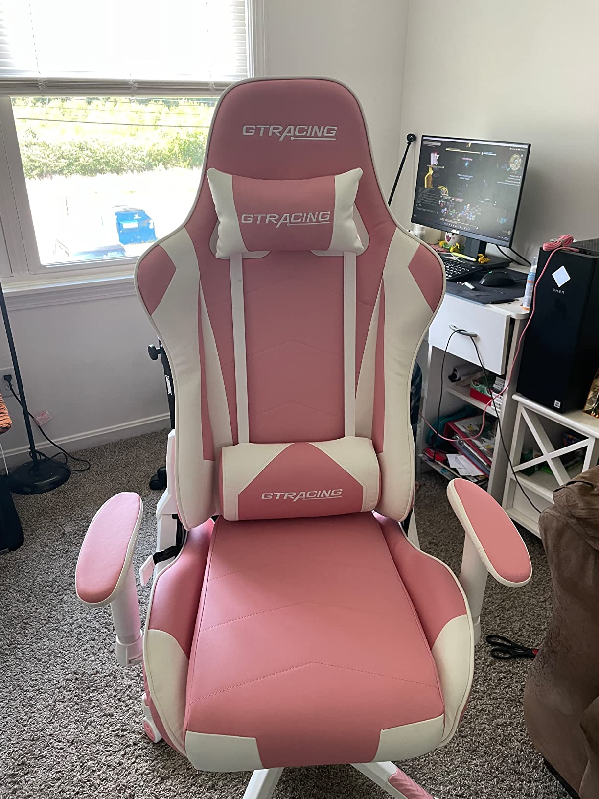 GTRACING Gaming Chair Racing Office Computer Ergonomic Video Game Chair Backrest and Seat Height Adjustable Swivel Recliner with Headrest and Lumbar Pillow Esports Chair (Red) customer photo 1