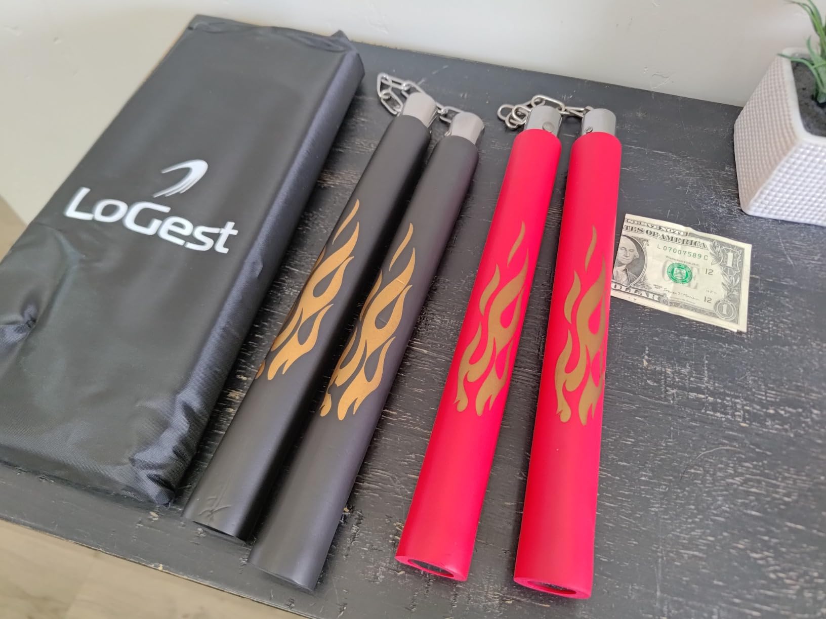 Logest Nunchucks - Pack of 2 with Storage Bag Safe Foam Rubber & Steel Chain Training Nunchakus for Kids or Adults Beginners for Martial Arts Practice Nunchaku Ninja Foam Nunchucks for Kids & Adults customer photo 2
