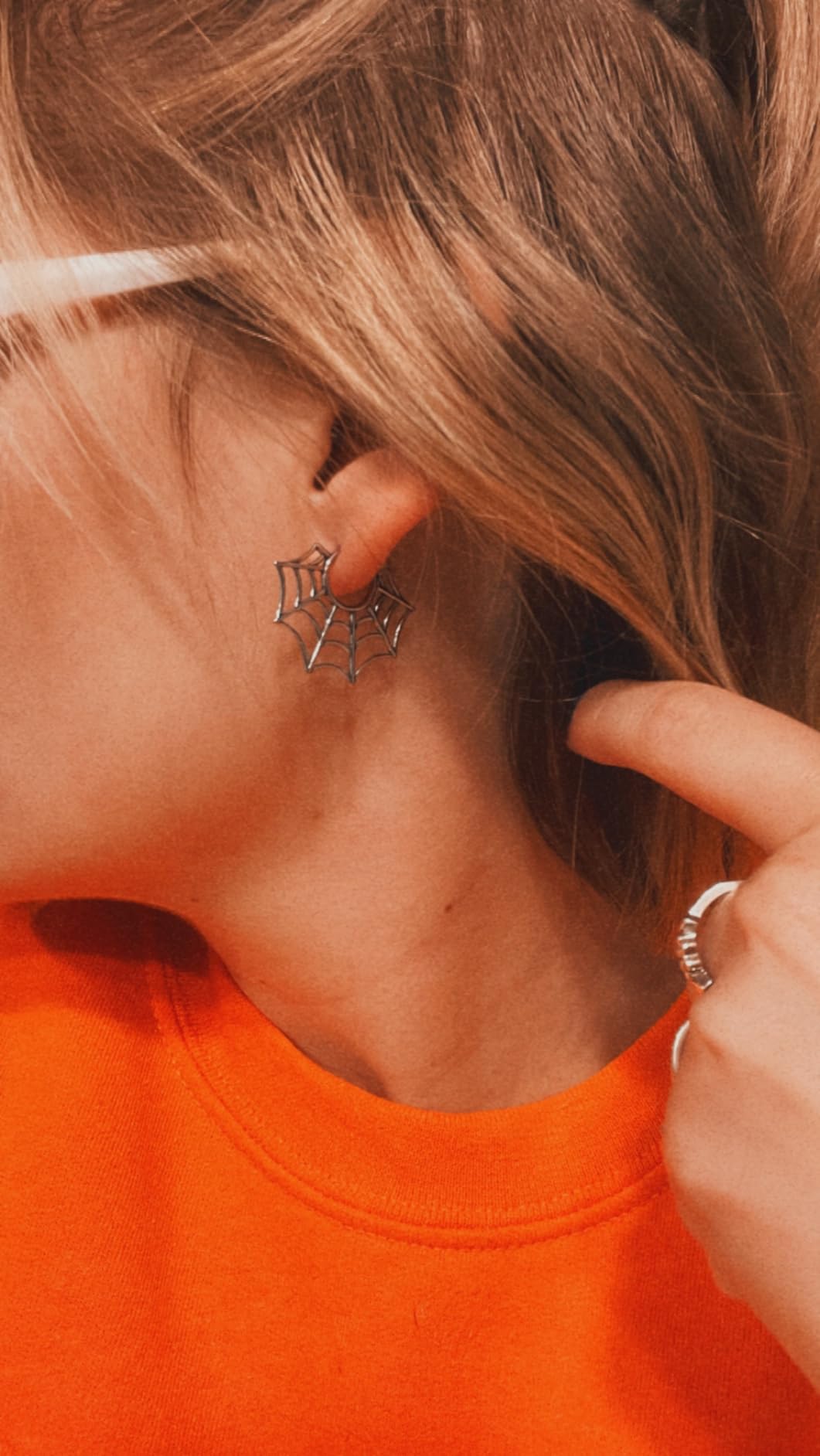 HZMAN Women's Halloween Stainless Steel Spider & Spider Web Earrings customer photo 1
