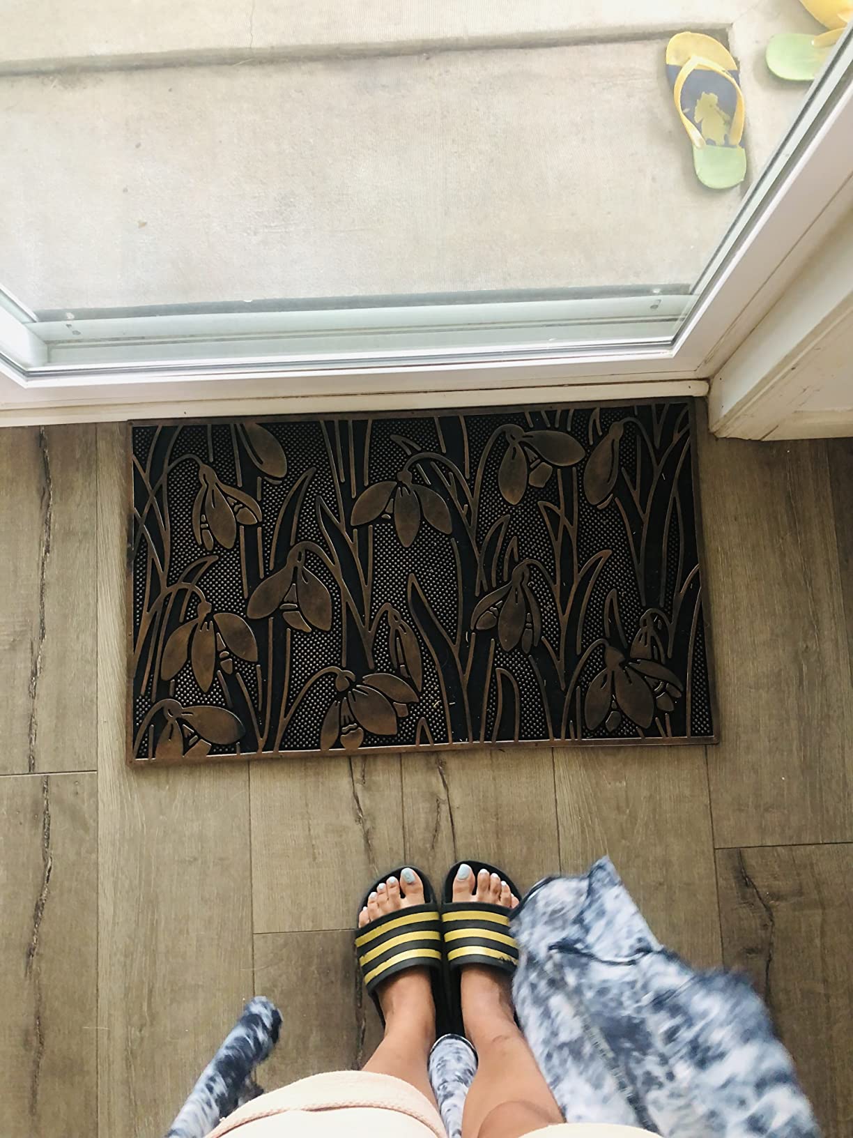 A1HC Rubber Welcome Doormat for Outdoor Indoor Entrance, Non-Slip Backing Front Door Mat for High Traffic Area Use, Fun Designed Entrymat, 18