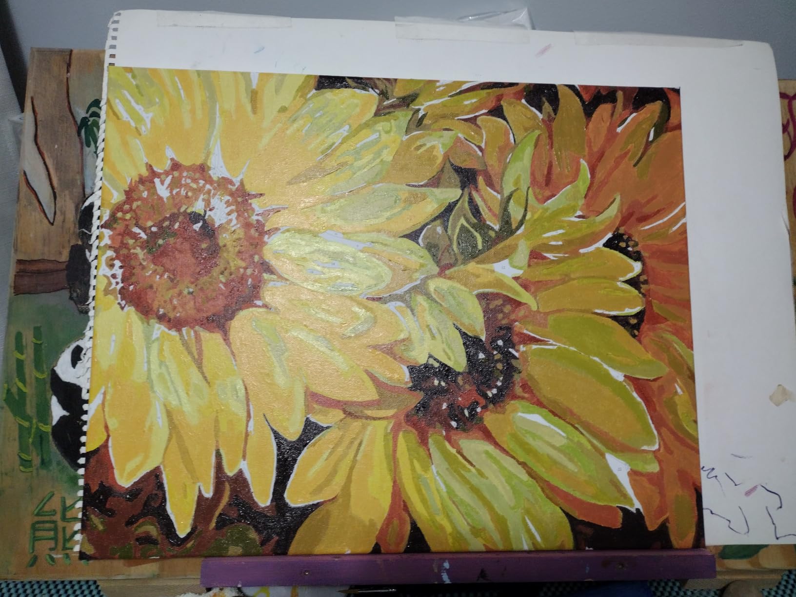 Figured'Art Paint by Numbers Kit for Adults with Frame Flowers and Lake Near The Mountain 16