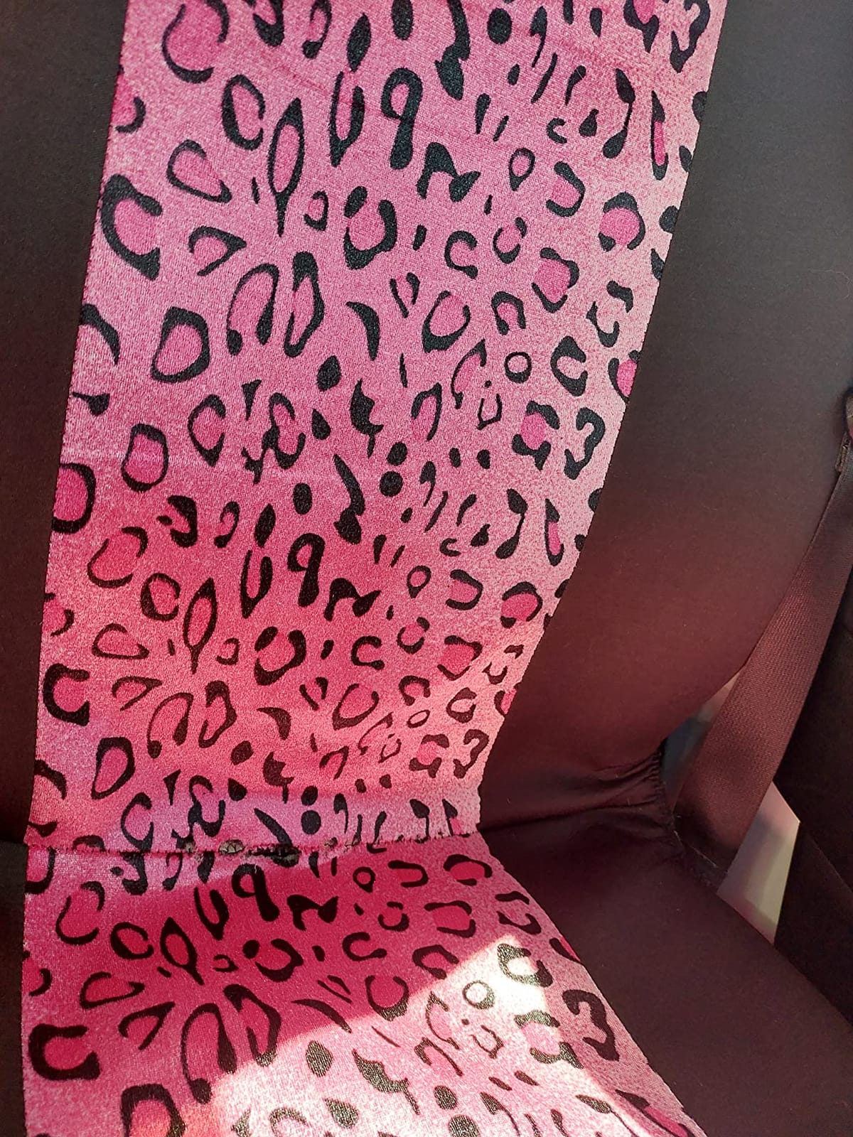 carXS Leopard Print Car Seat Covers Full Set, Includes Matching Seat Belt Pads and Steering Wheel Cover, Two-Tone Cheetah Hot Pink Seat Covers for Women, Car Seat Protector Interior Covers customer photo 1