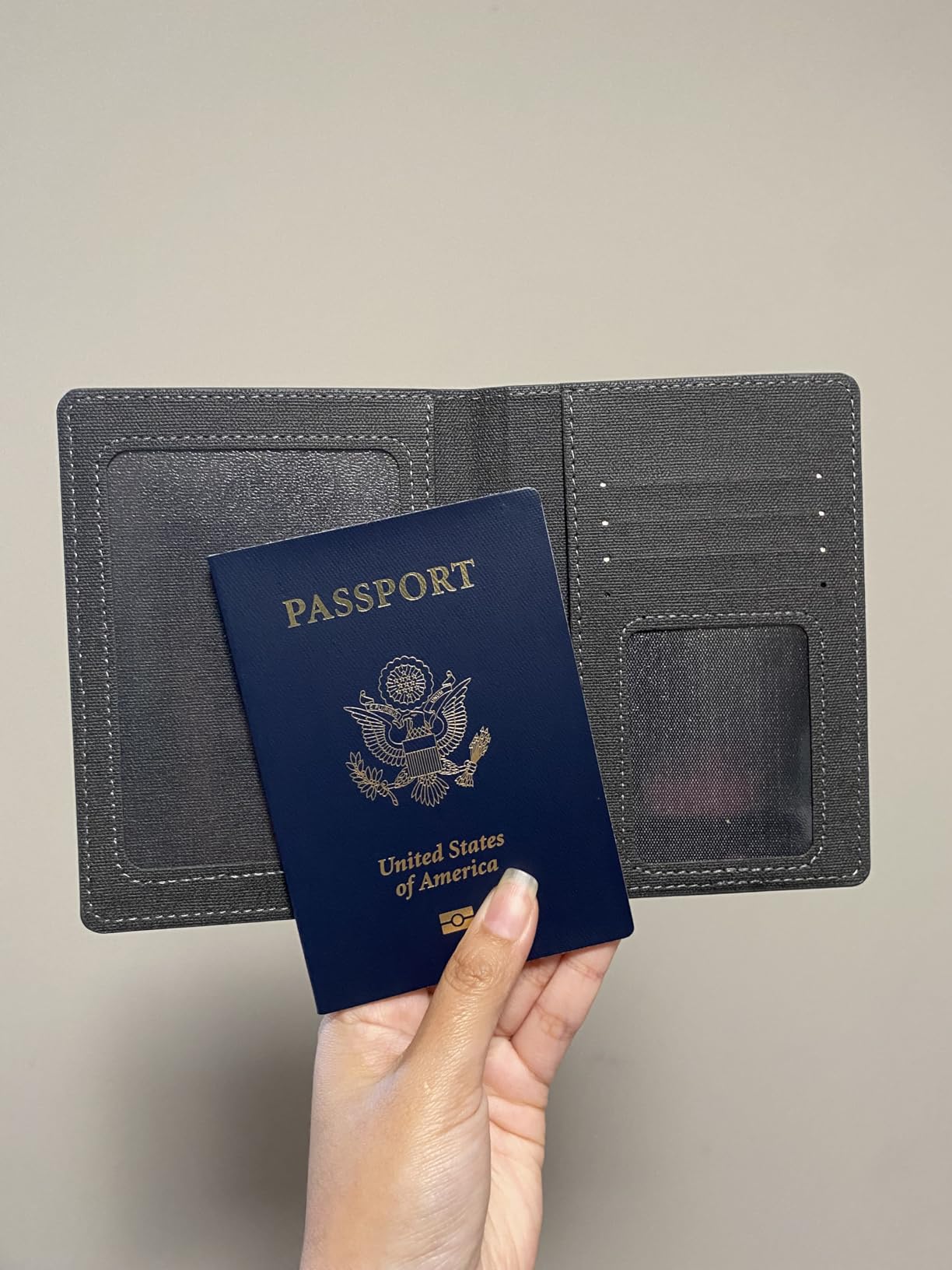 2 Pack Passport Cover With Card Slots RFID Blocking-White&Black customer photo 2